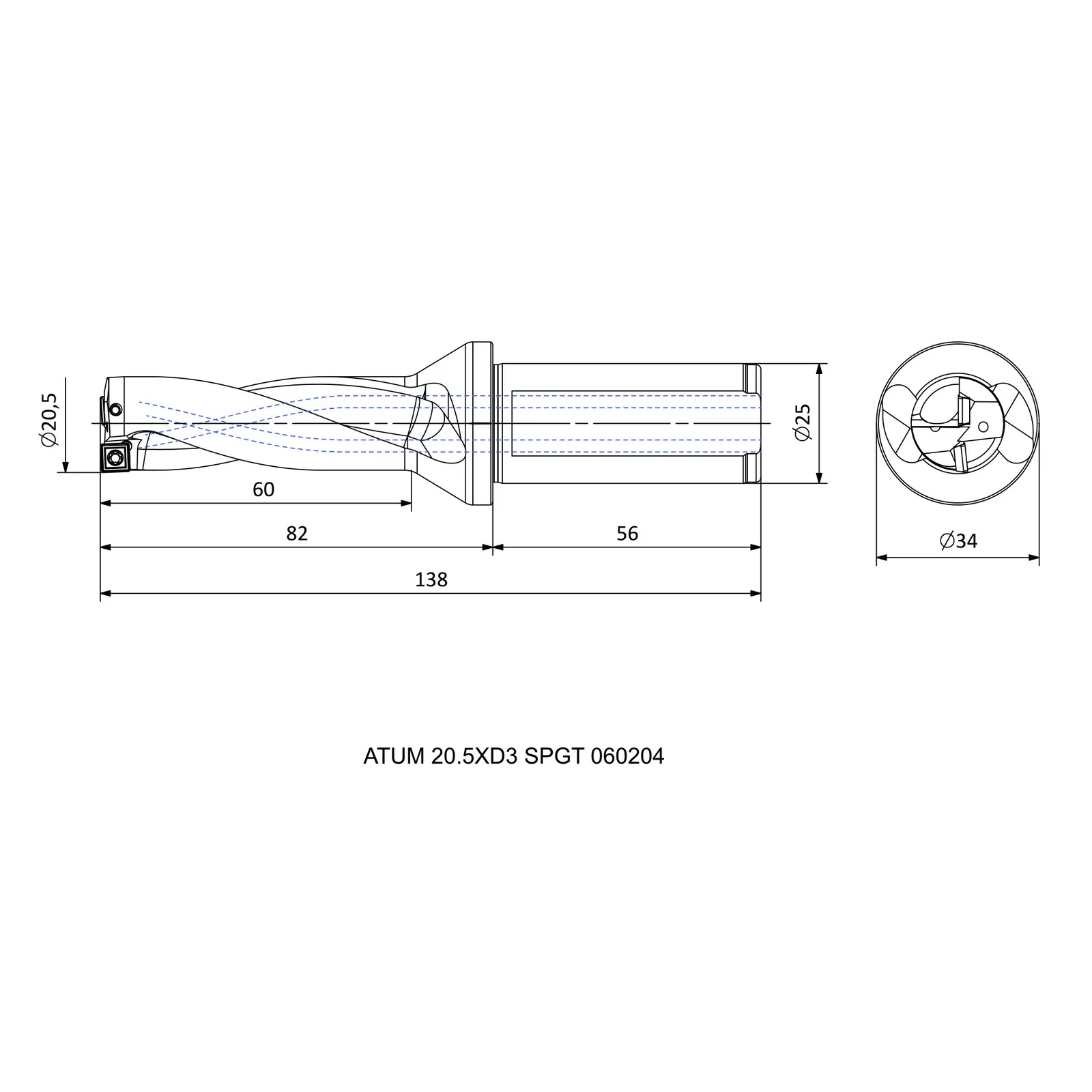 ATUM 20.5XD3 SPGT 060204 &mdash; dimensioned drawing