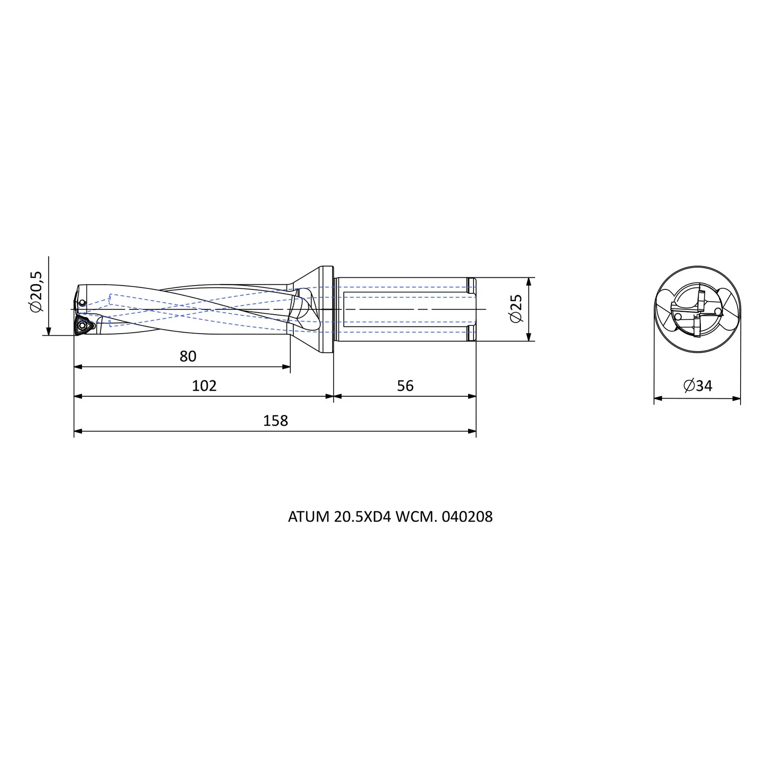 ATUM 20.5XD4 WCM. 040208 &mdash; dimensioned drawing