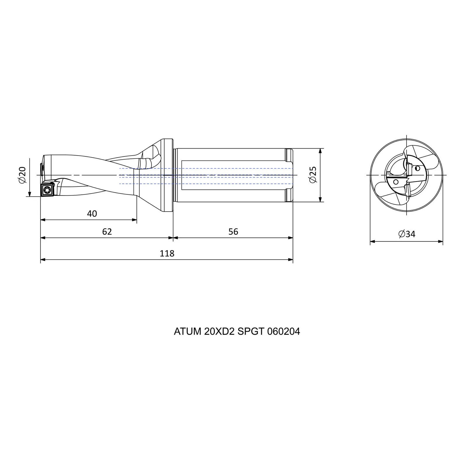 ATUM 20XD2 SPGT 060204 &mdash; dimensioned drawing
