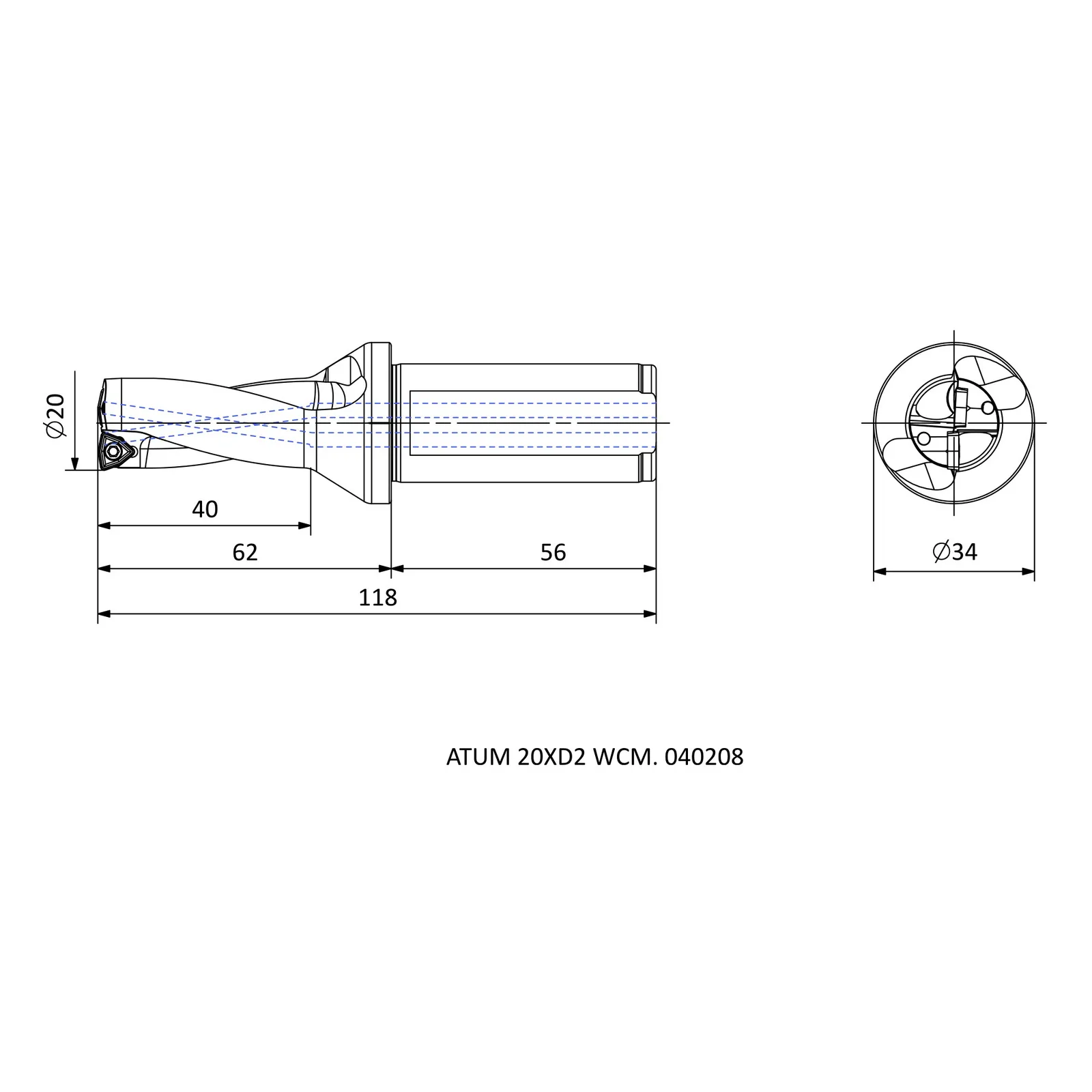 ATUM 20XD2 WCM. 040208 &mdash; dimensioned drawing