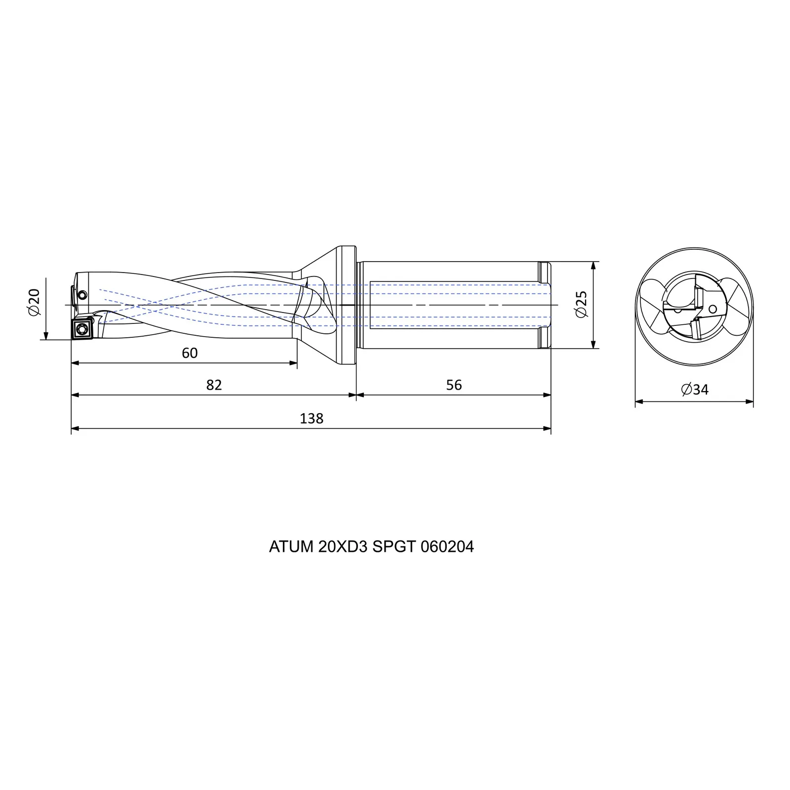 ATUM 20XD3 SPGT 060204 &mdash; dimensioned drawing