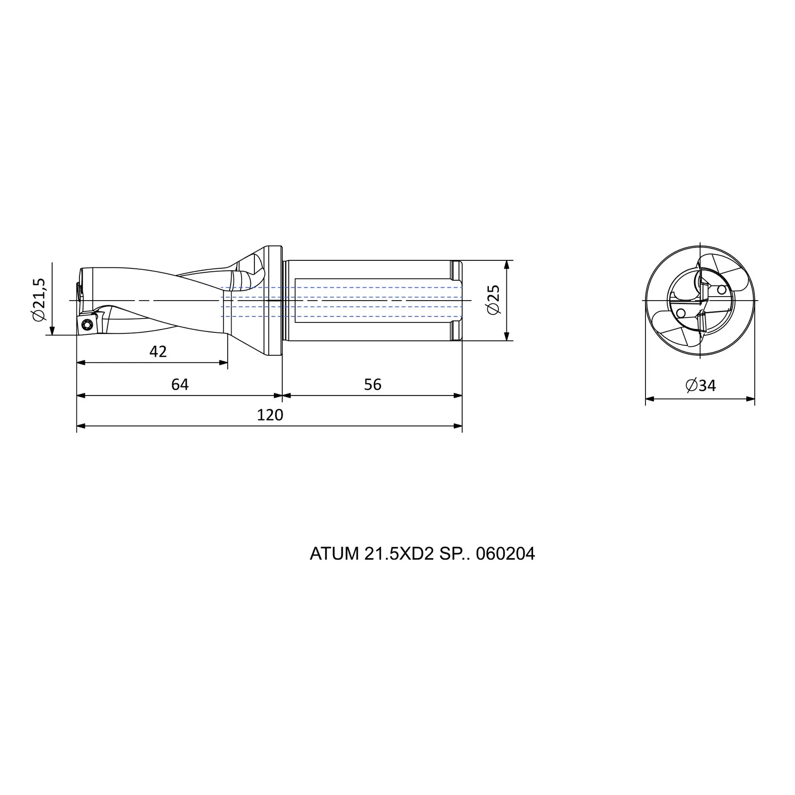 ATUM 21.5XD2 SP.. 060204 &mdash; dimensioned drawing