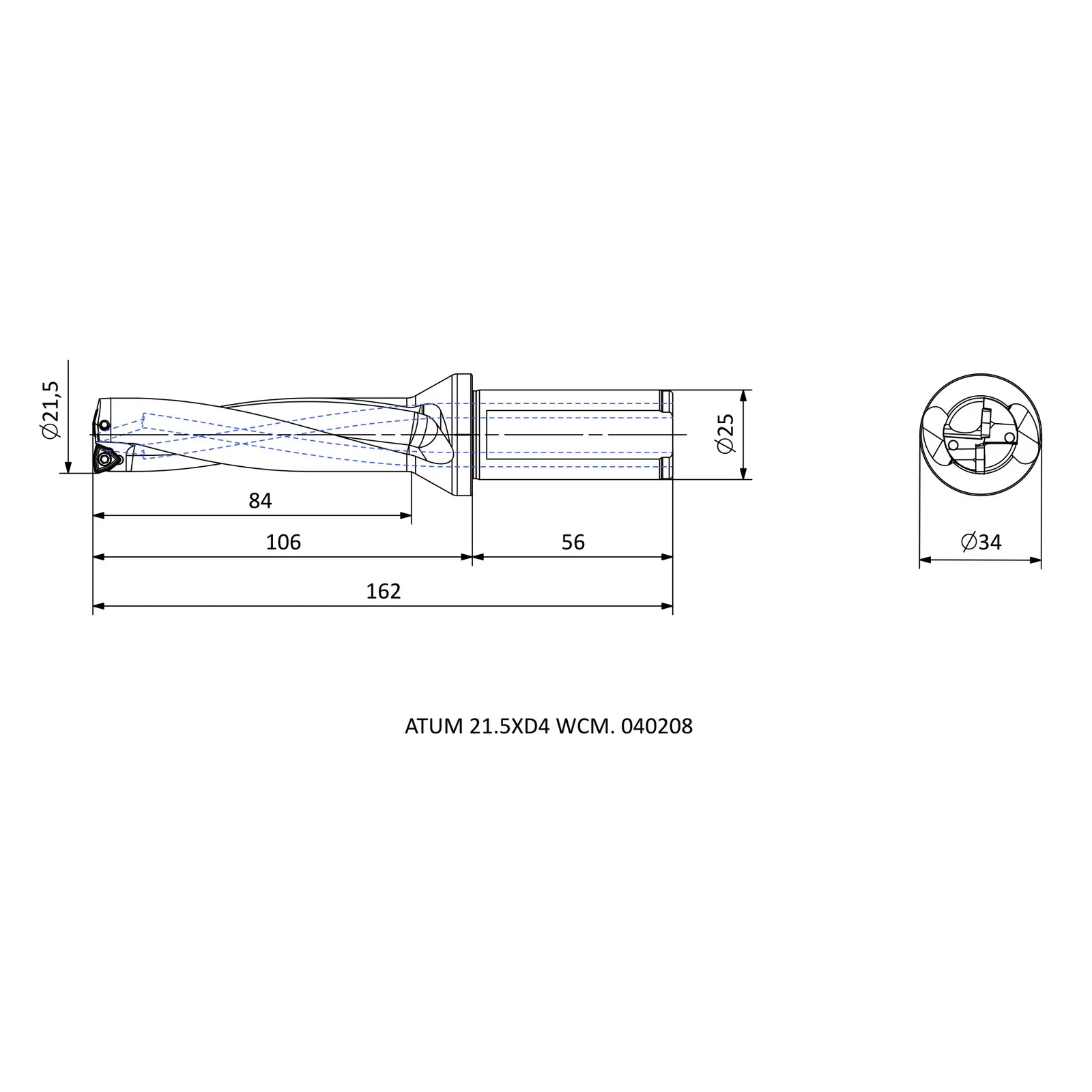 ATUM 21.5XD4 WCM. 040208 &mdash; dimensioned drawing