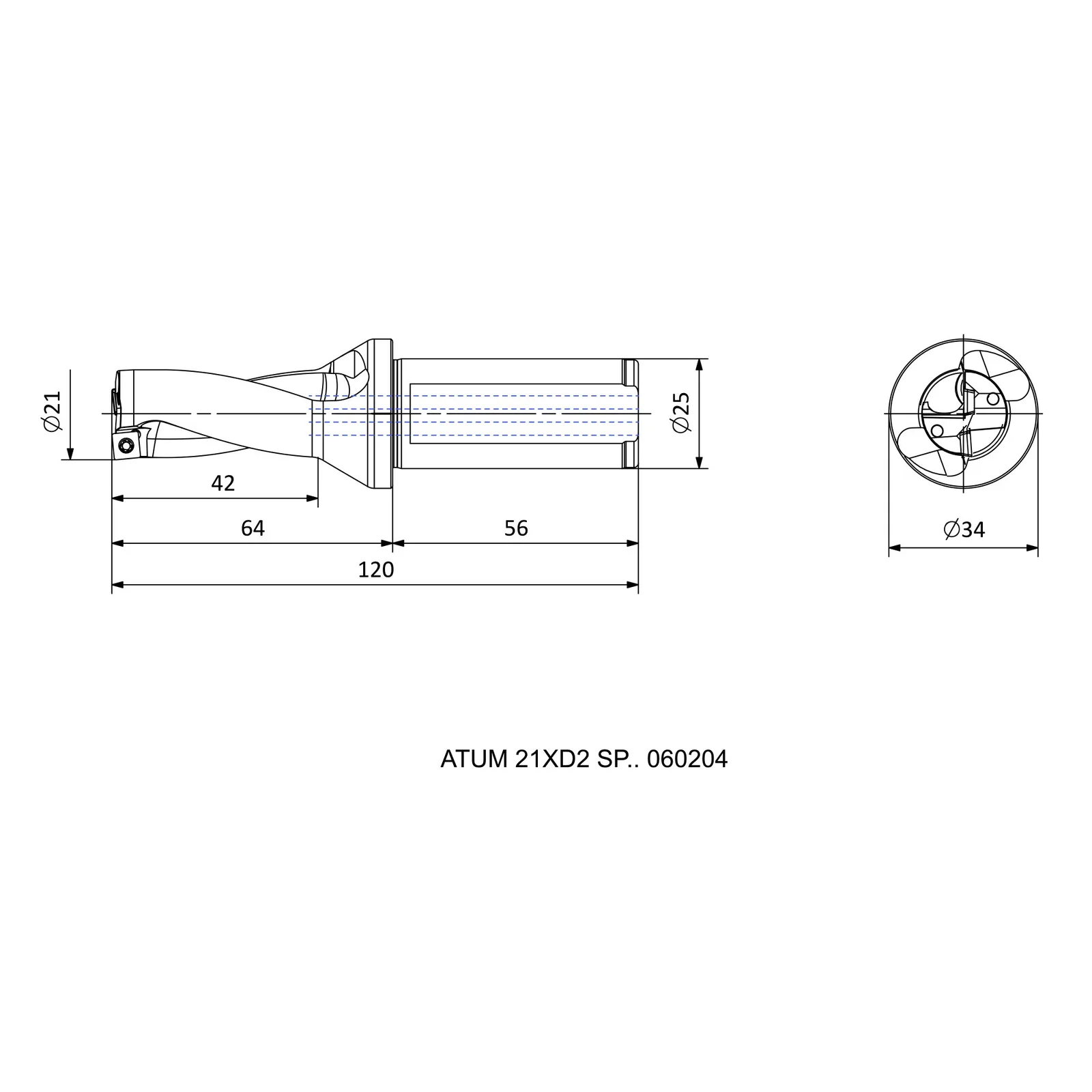 ATUM 21XD2 SP.. 060204 &mdash; dimensioned drawing