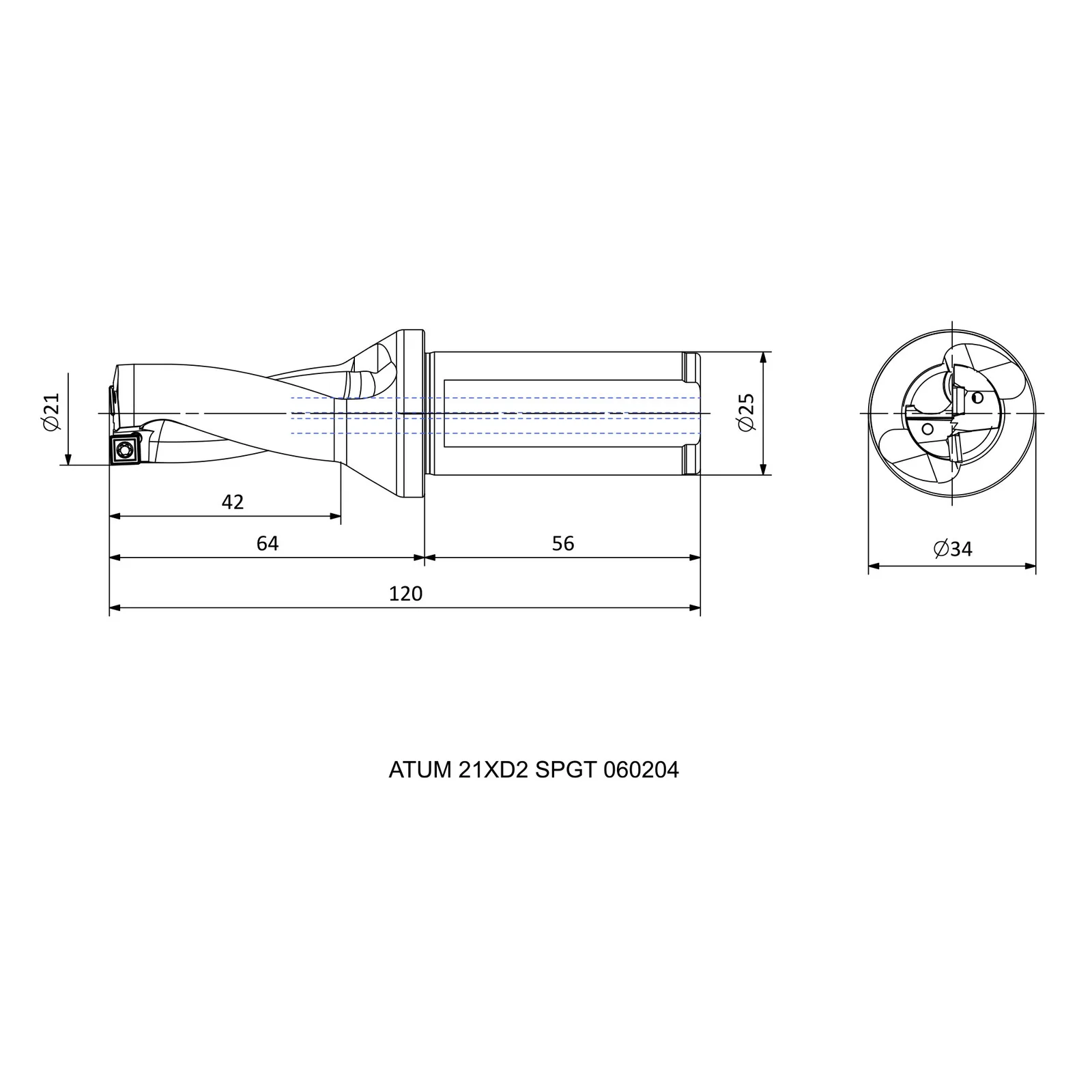 ATUM 21XD2 SPGT 060204 &mdash; dimensioned drawing