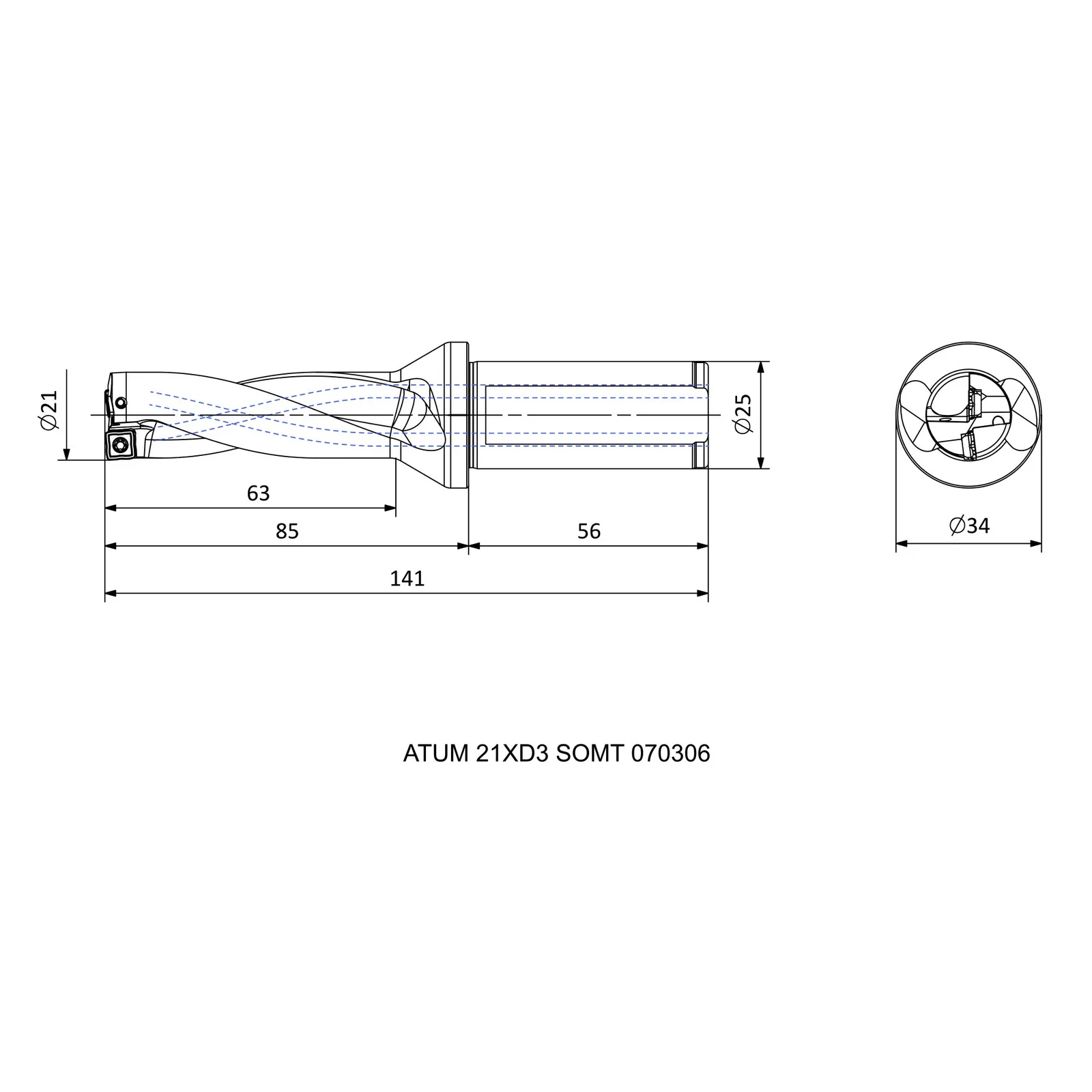 ATUM 21XD3 SOMT 070306 &mdash; dimensioned drawing