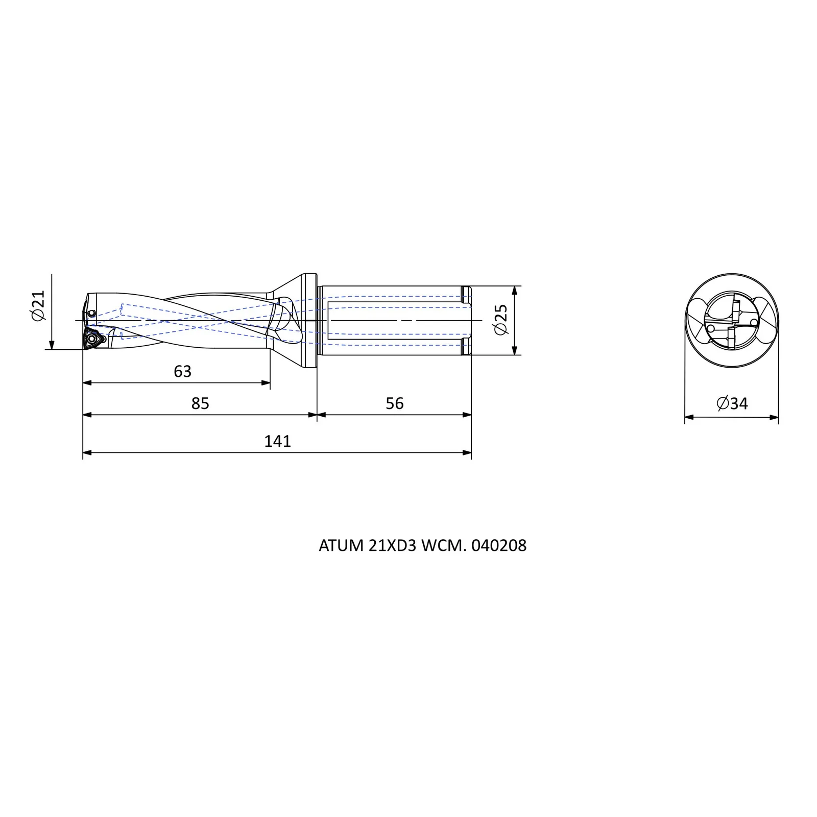 ATUM 21XD3 WCM. 040208 &mdash; dimensioned drawing