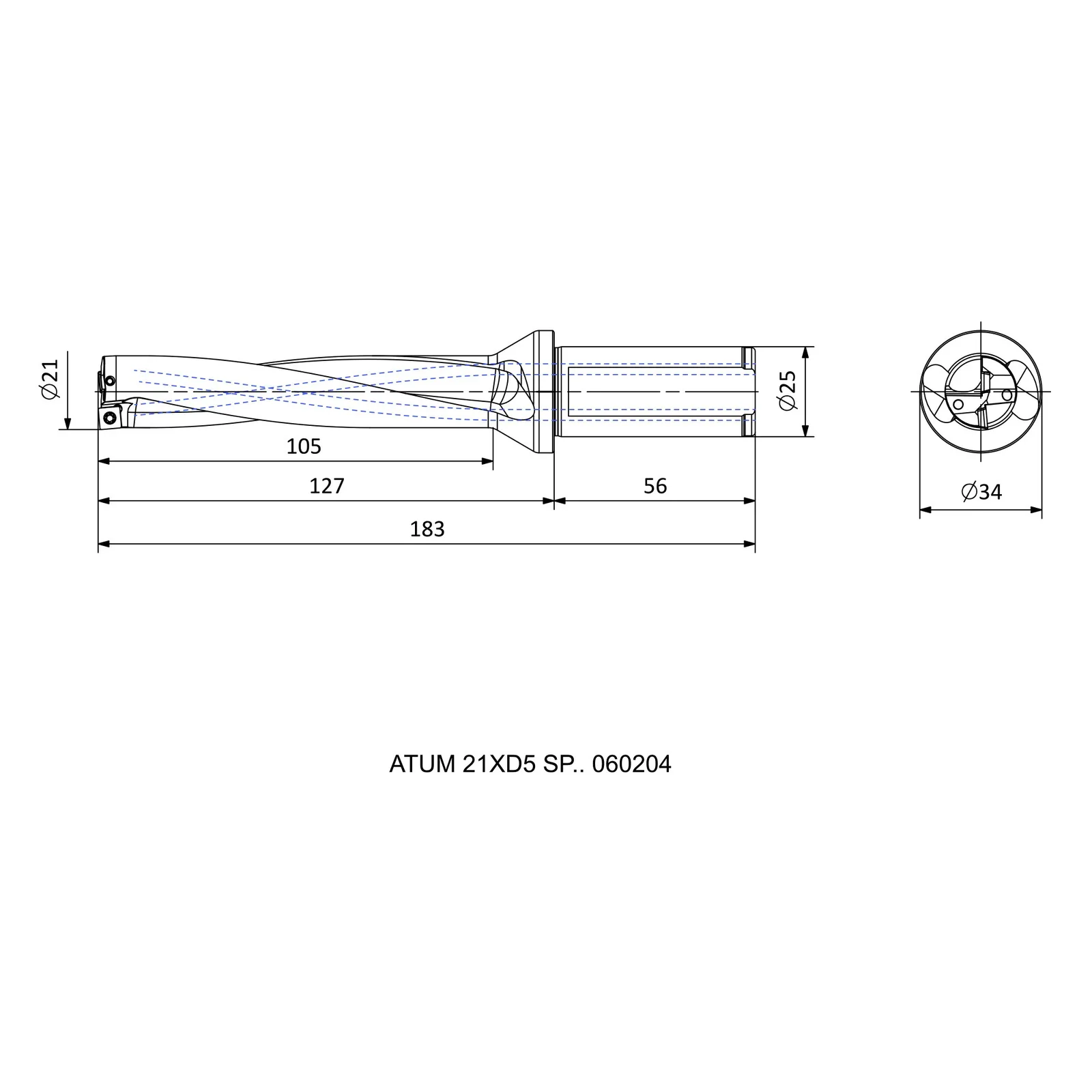 ATUM 21XD5 SP.. 060204 &mdash; dimensioned drawing