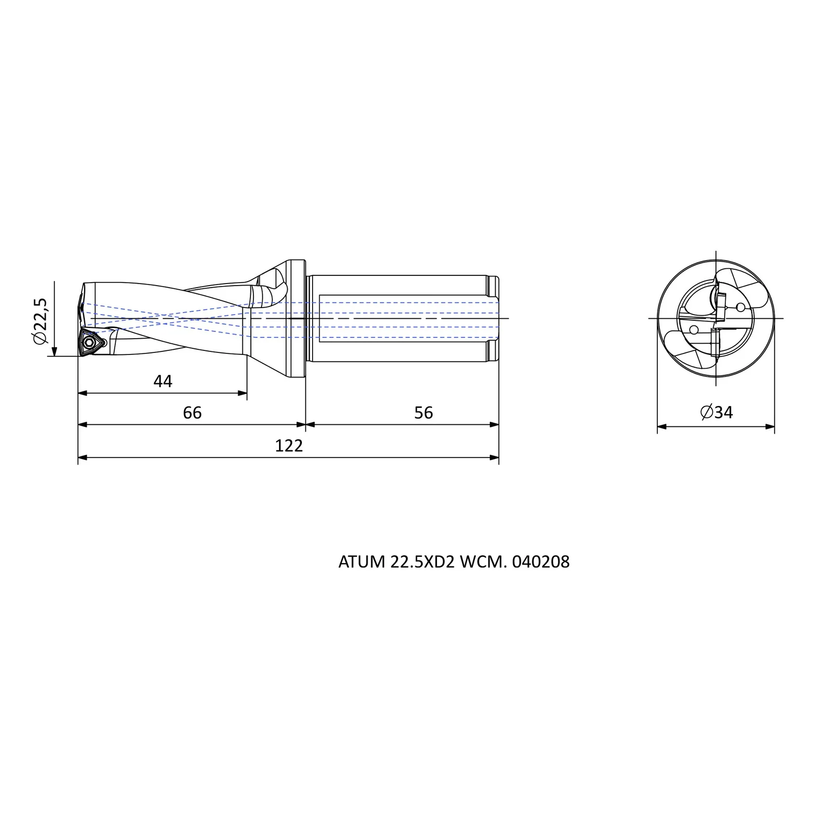 ATUM 22.5XD2 WCM. 040208 &mdash; dimensioned drawing