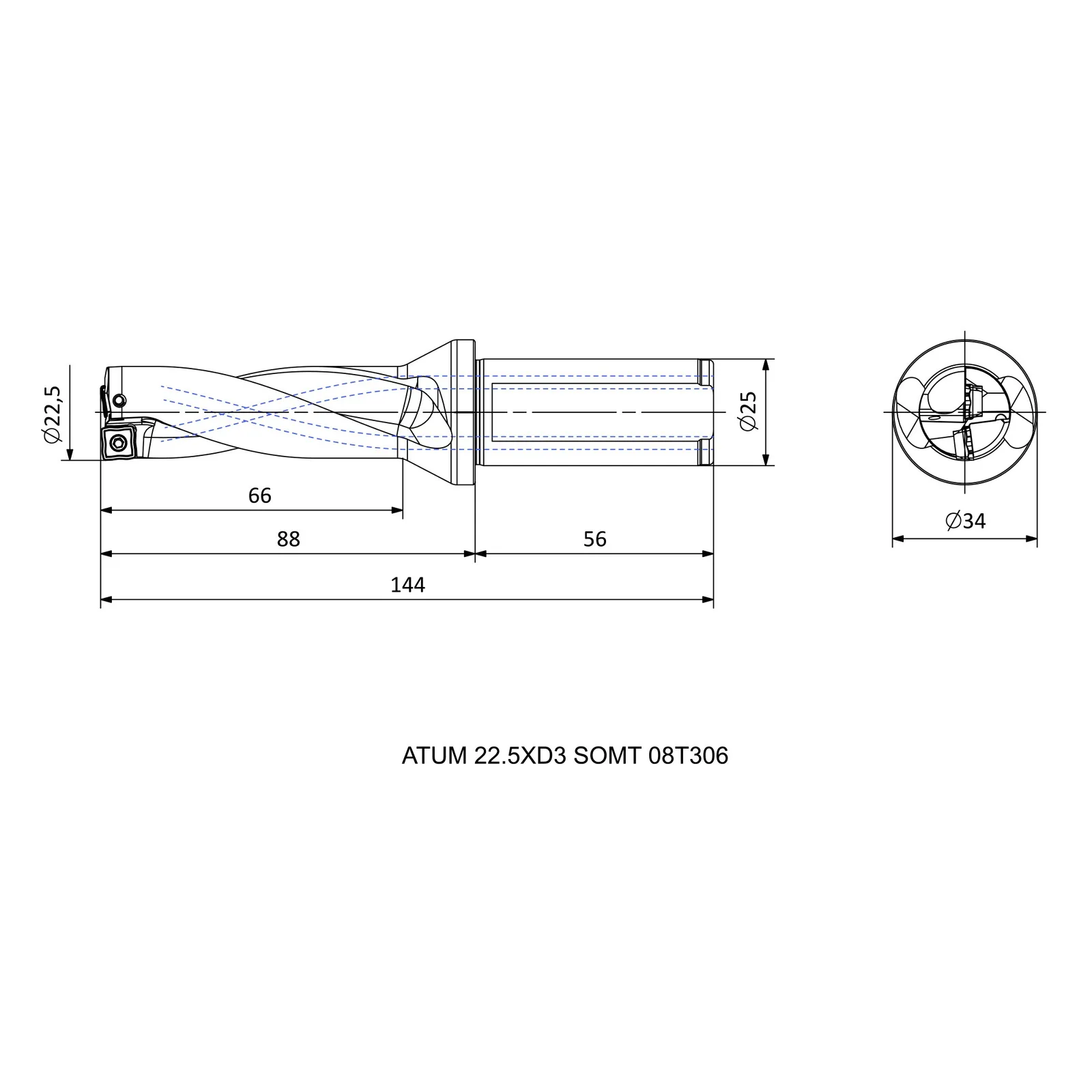ATUM 22.5XD3 SOMT 08T306 &mdash; dimensioned drawing