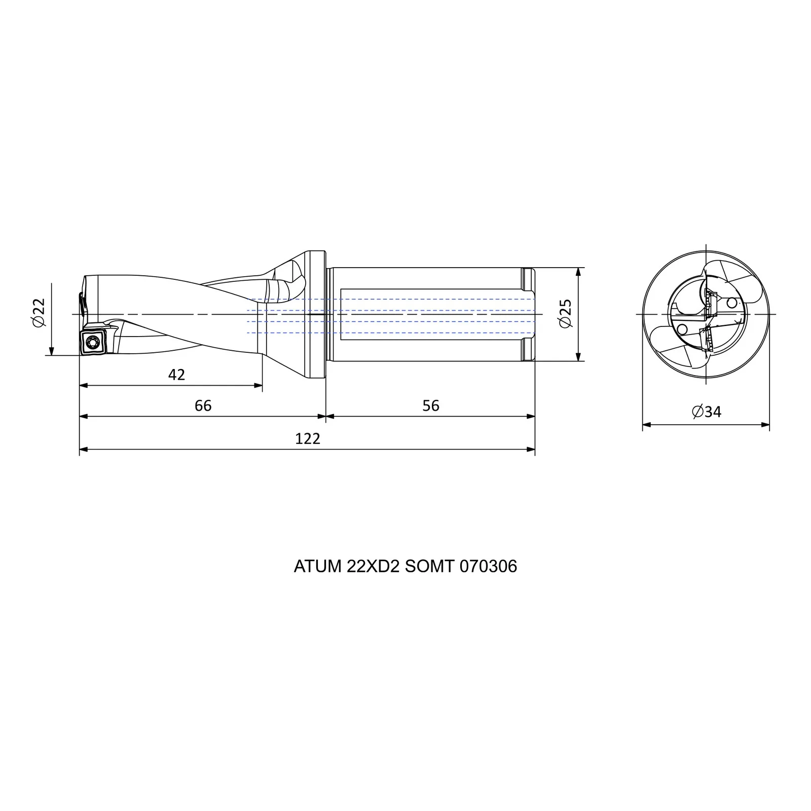 ATUM 22XD2 SOMT 070306 &mdash; dimensioned drawing