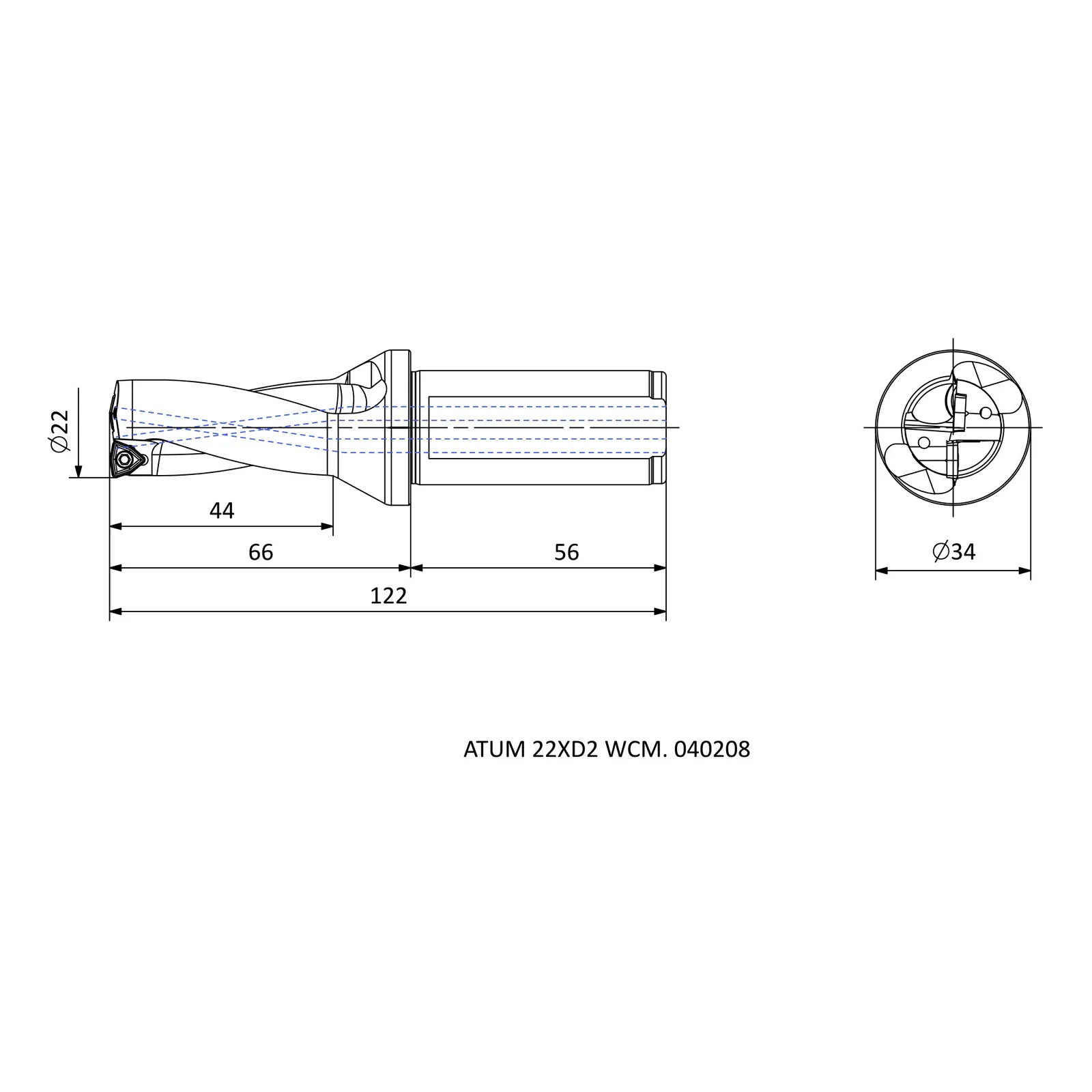 ATUM 22XD2 WCM. 040208 &mdash; dimensioned drawing