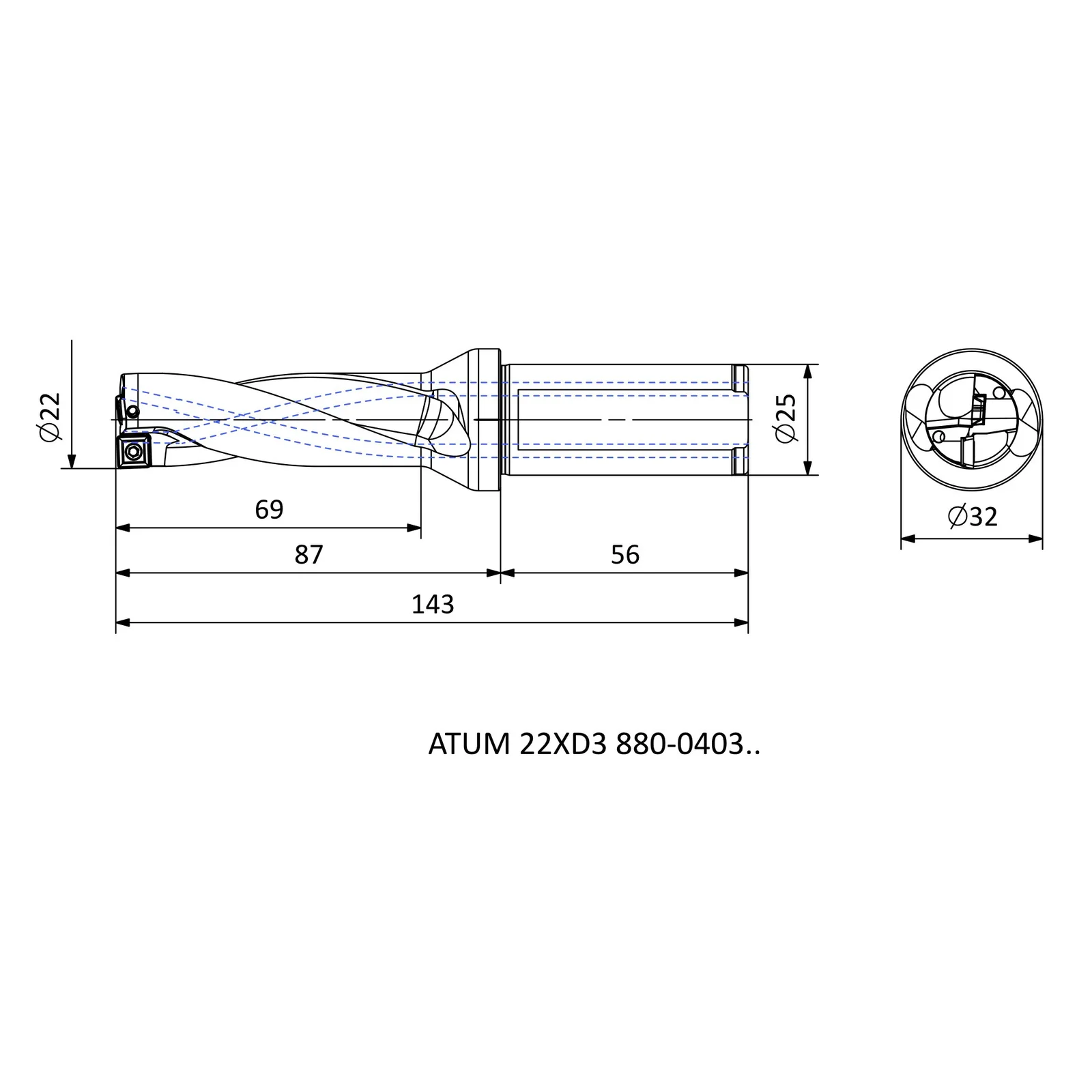 ATUM 22XD3 880-0403.. &mdash; dimensioned drawing