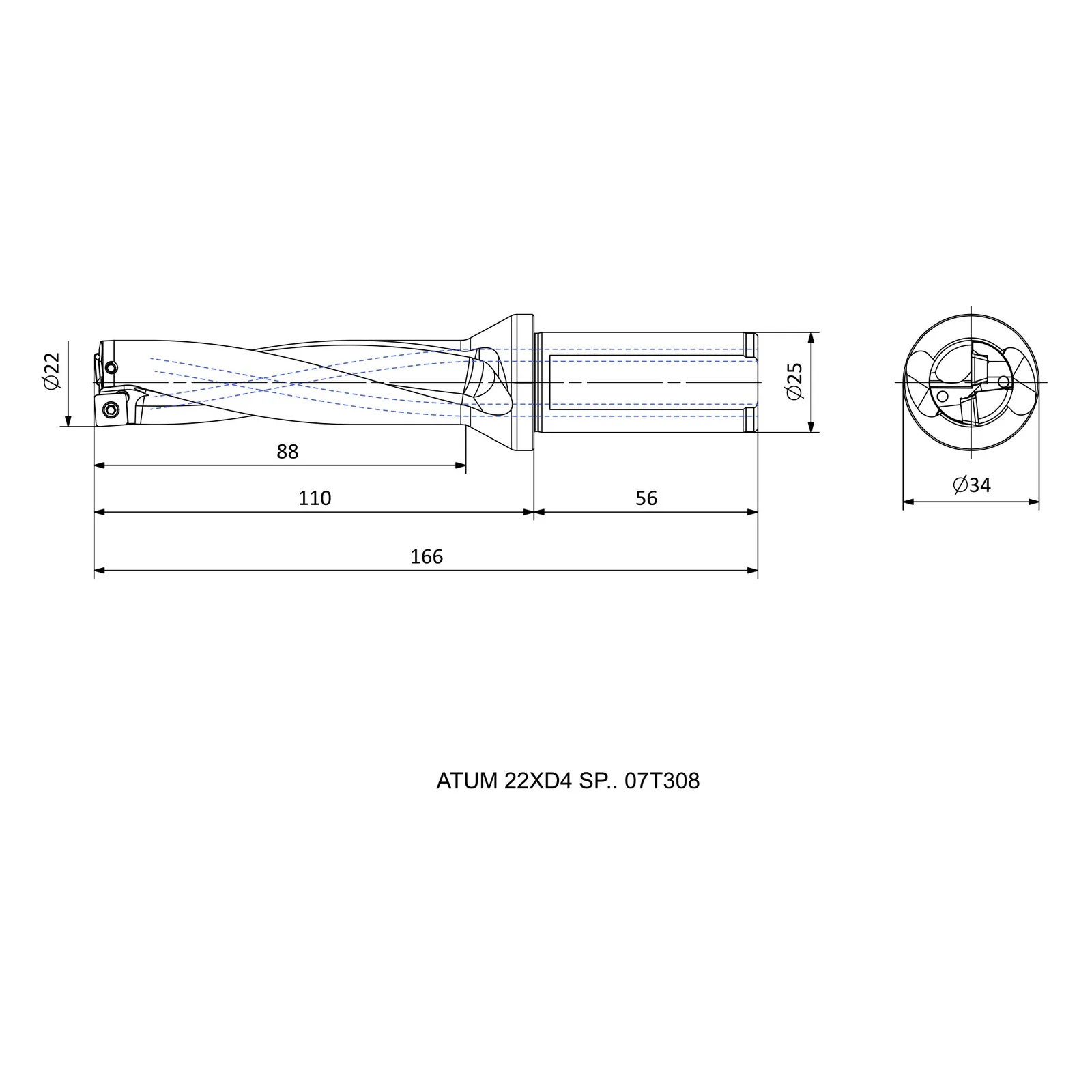 ATUM 22XD4 SP.. 07T308 &mdash; dimensioned drawing