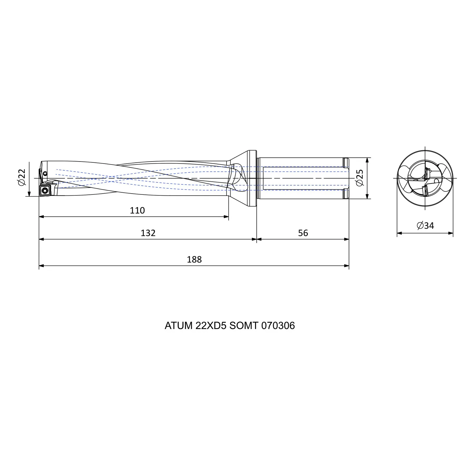 ATUM 22XD5 SOMT 070306 &mdash; dimensioned drawing