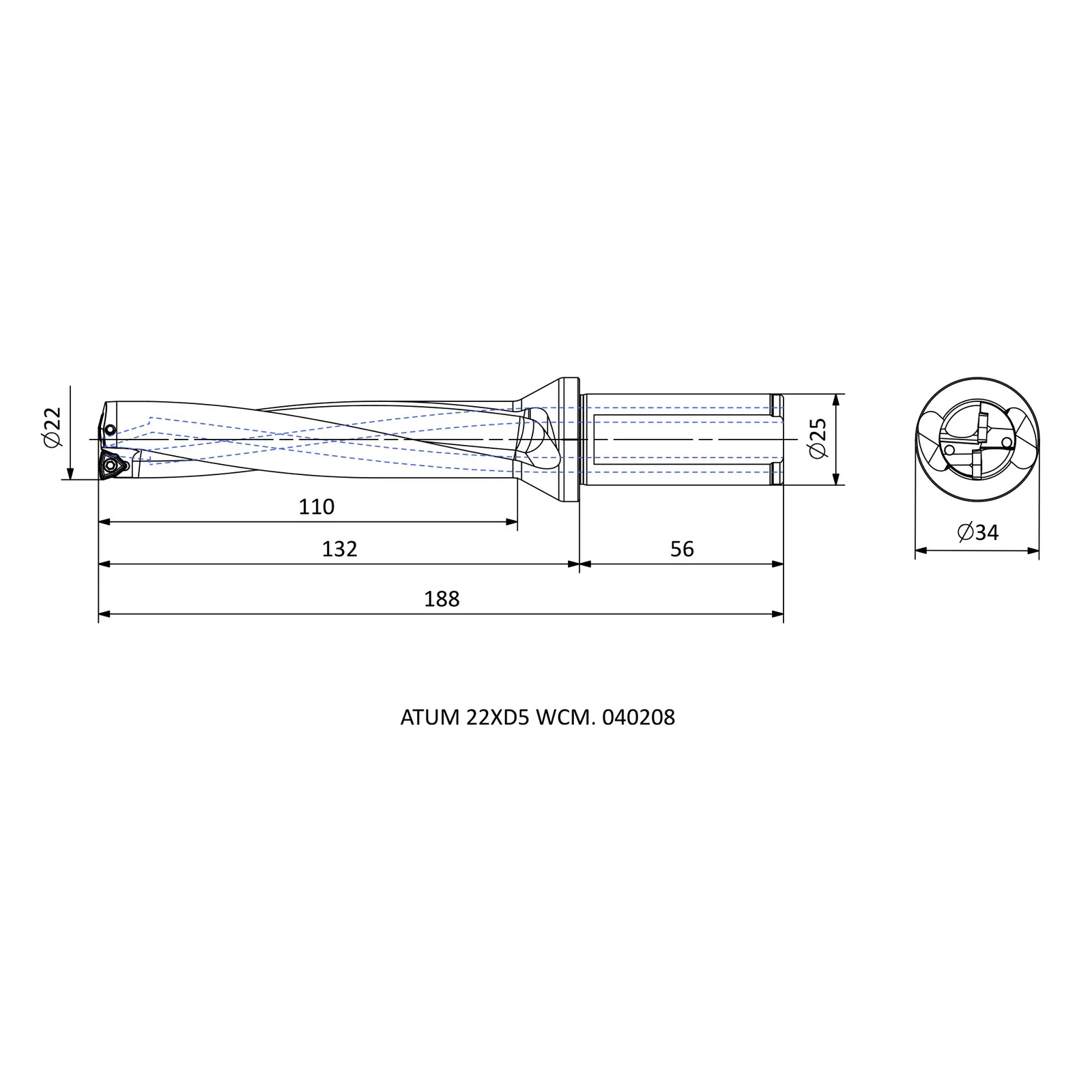 ATUM 22XD5 WCM. 040208 &mdash; dimensioned drawing