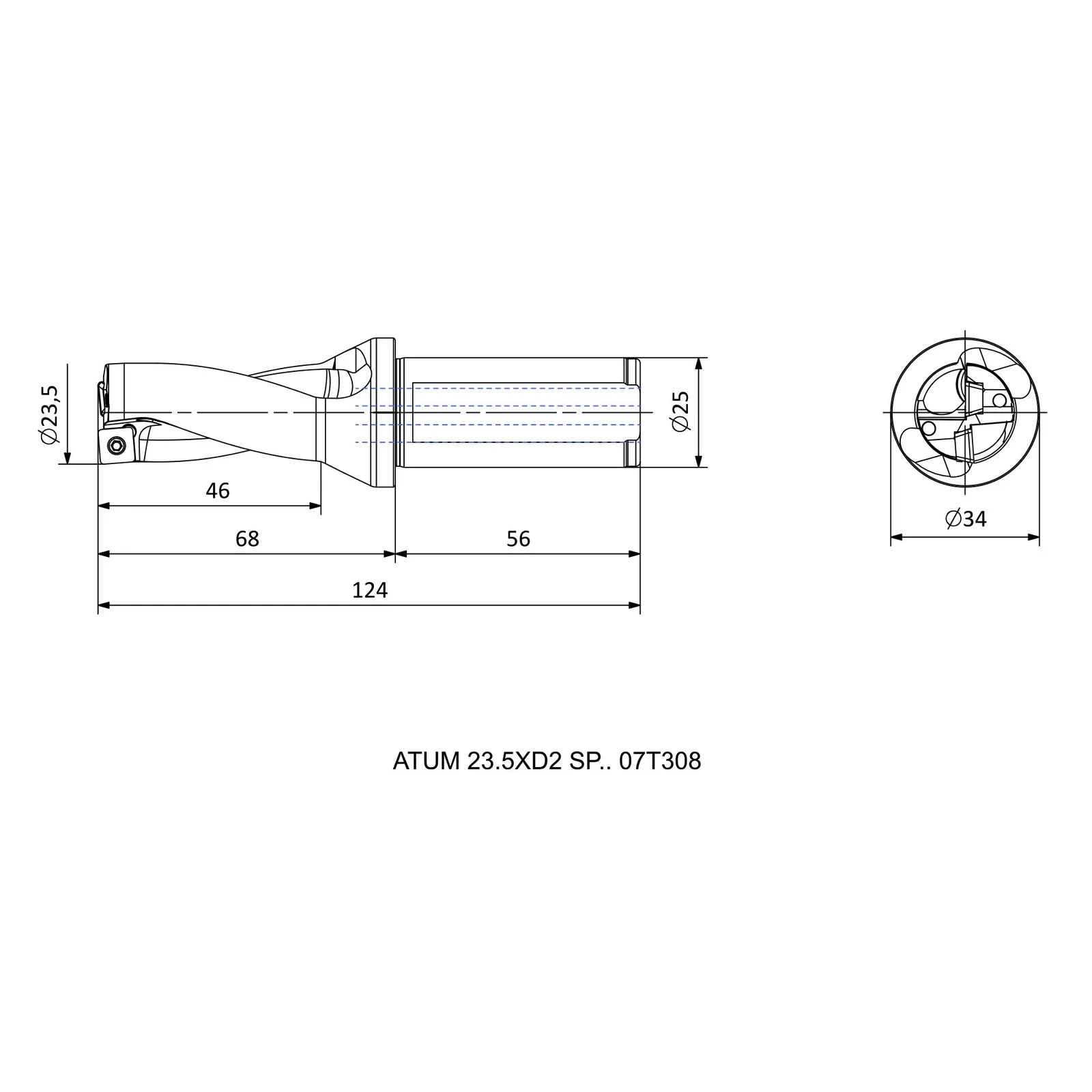 ATUM 23.5XD2 SP.. 07T308 &mdash; dimensioned drawing