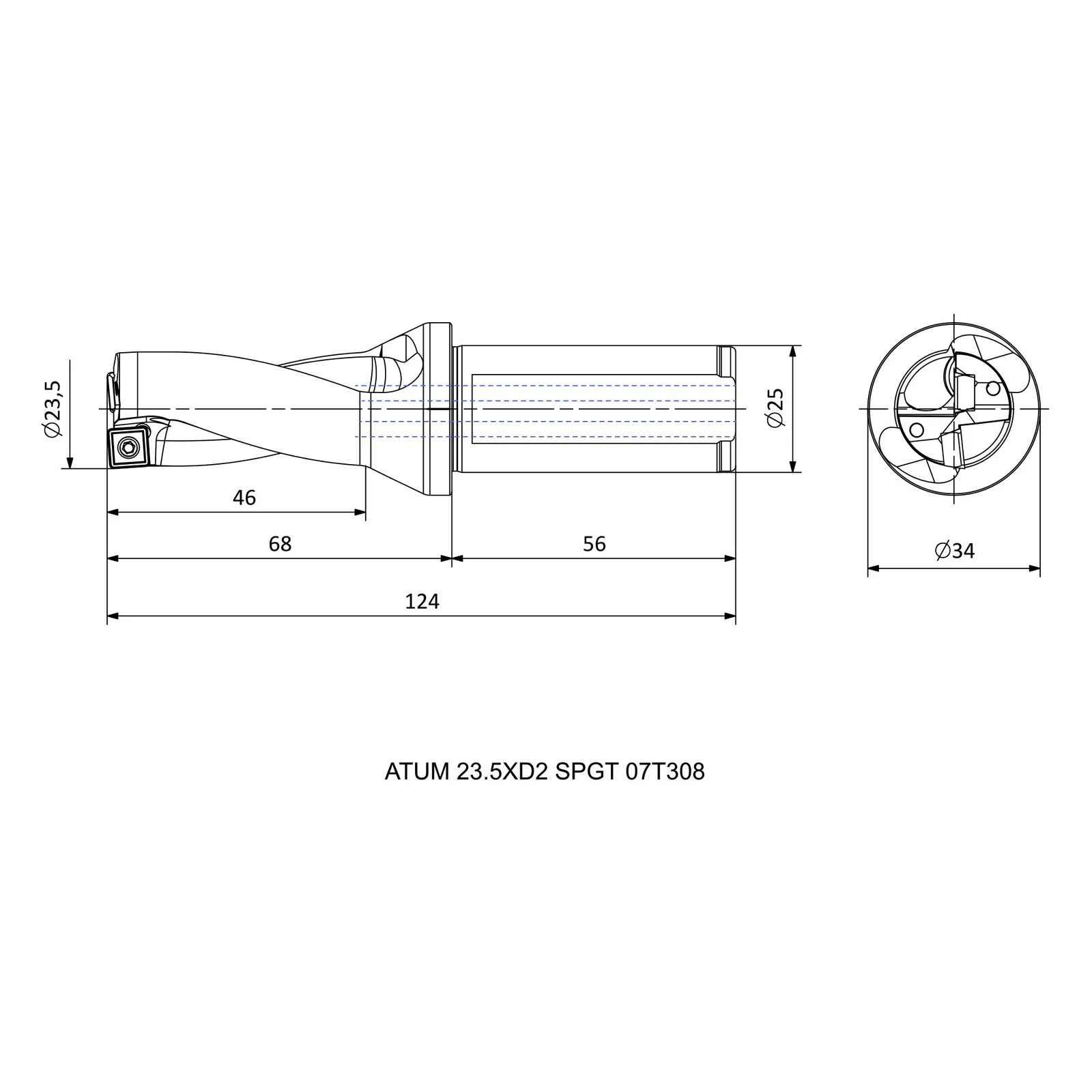ATUM 23.5XD2 SPGT 07T308 &mdash; dimensioned drawing