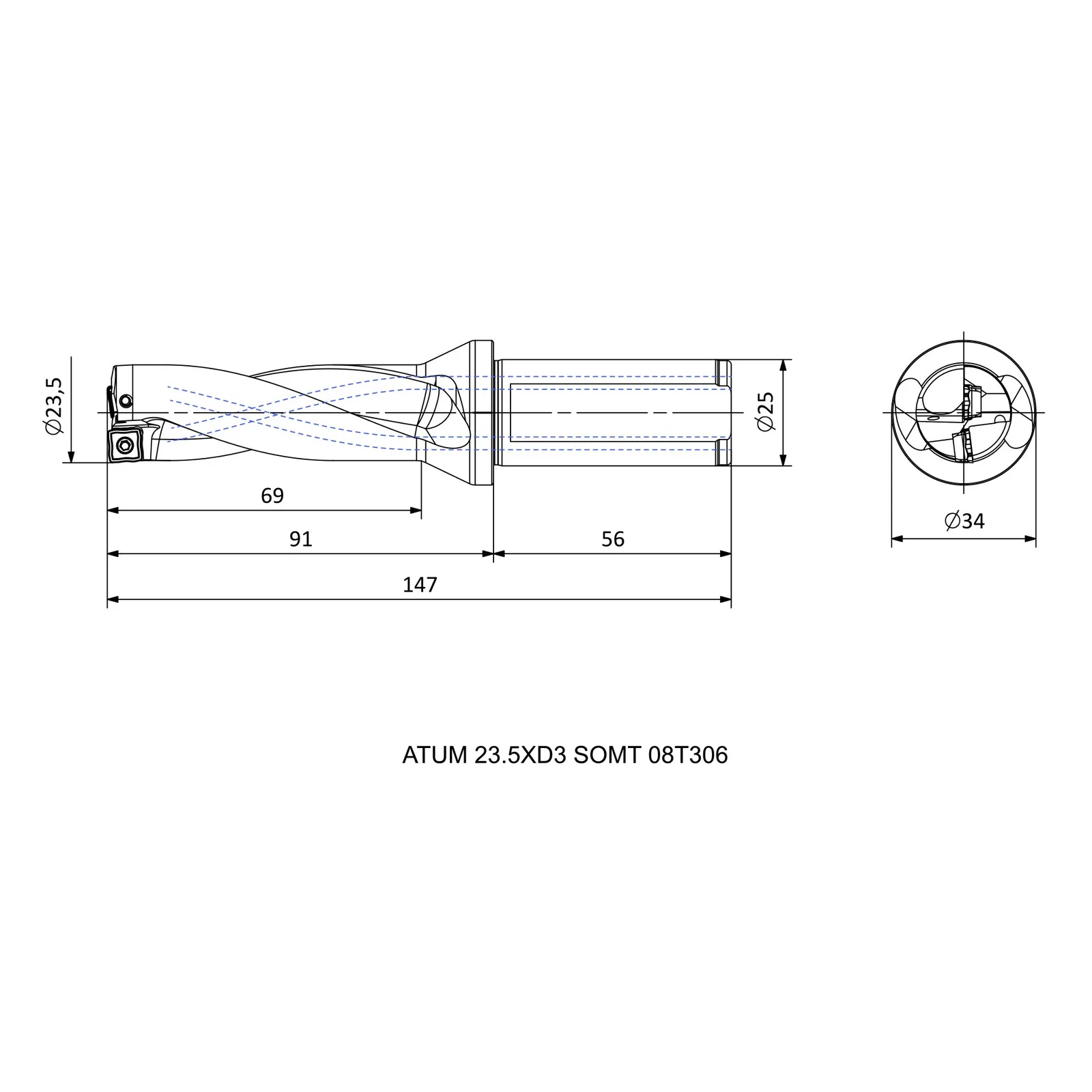 ATUM 23.5XD3 SOMT 08T306 &mdash; dimensioned drawing
