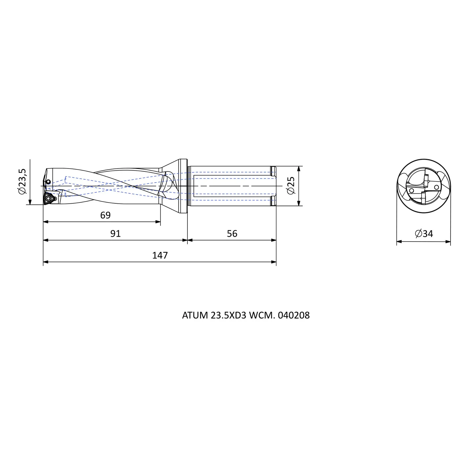 ATUM 23.5XD3 WCM. 040208 &mdash; dimensioned drawing
