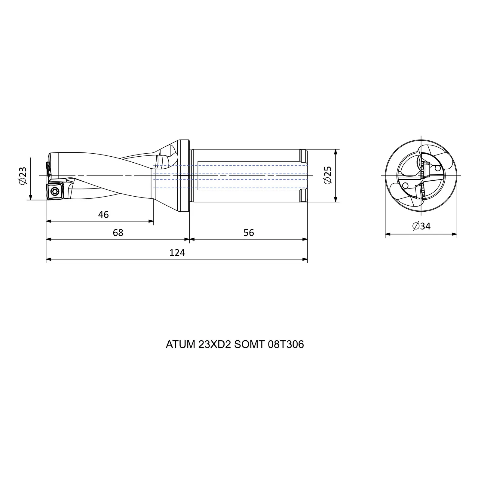 ATUM 23XD2 SOMT 08T306 &mdash; dimensioned drawing