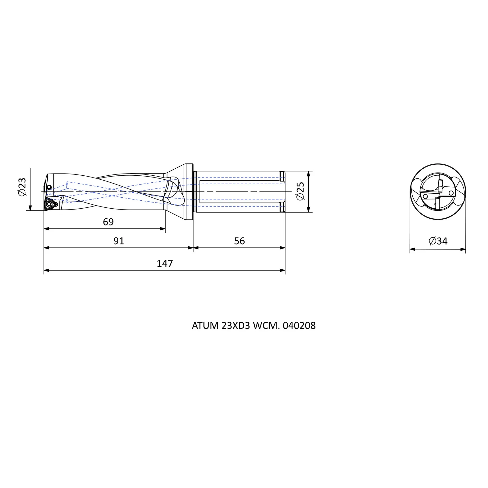 ATUM 23XD3 WCM. 040208 &mdash; dimensioned drawing