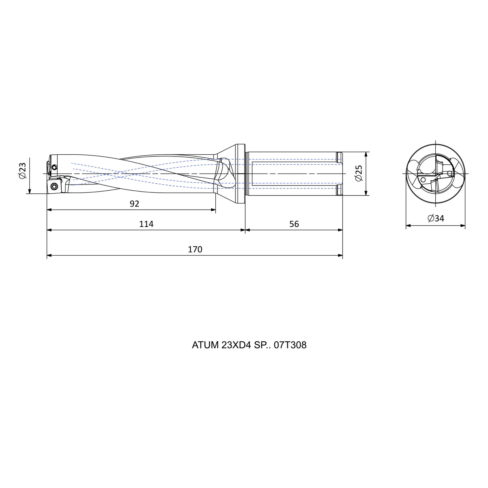 ATUM 23XD4 SP.. 07T308 &mdash; dimensioned drawing