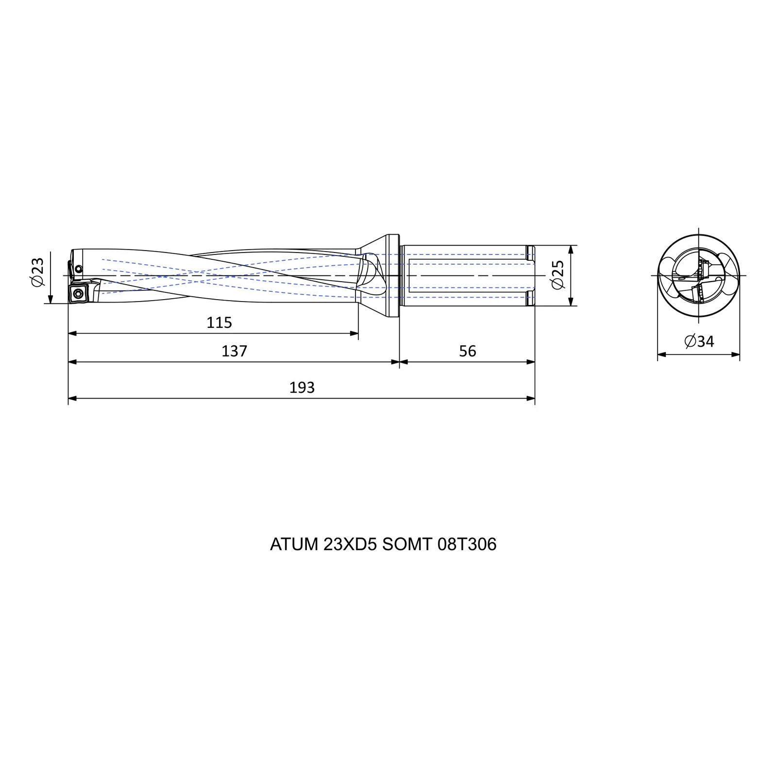 ATUM 23XD5 SOMT 08T306 &mdash; dimensioned drawing
