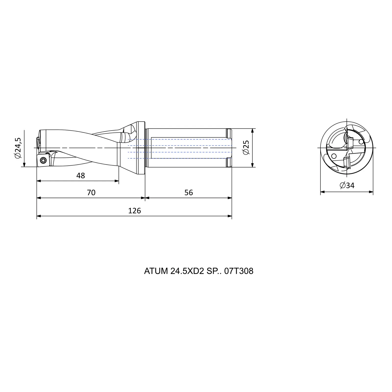 ATUM 24.5XD2 SP.. 07T308 &mdash; dimensioned drawing