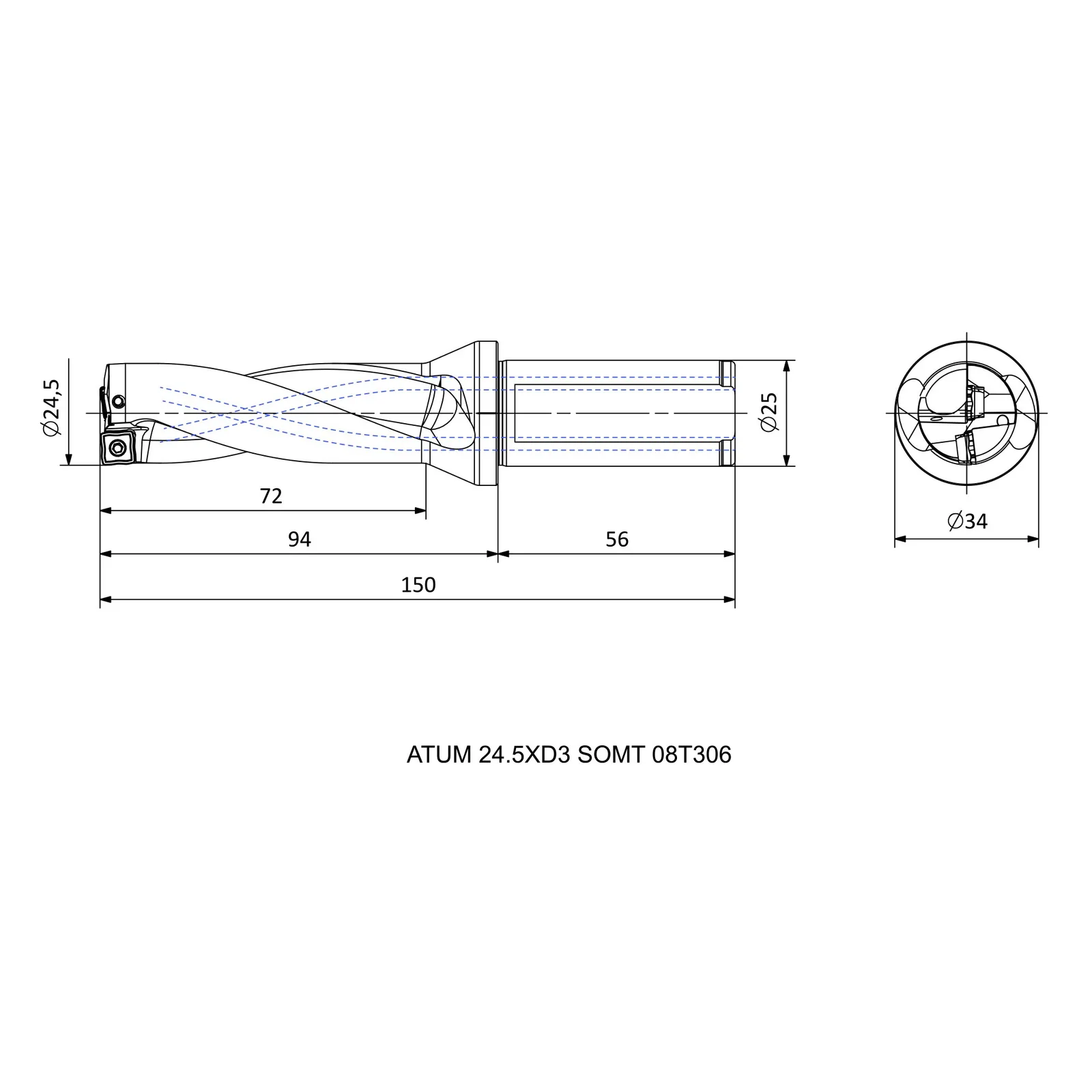 ATUM 24.5XD3 SOMT 08T306 &mdash; dimensioned drawing