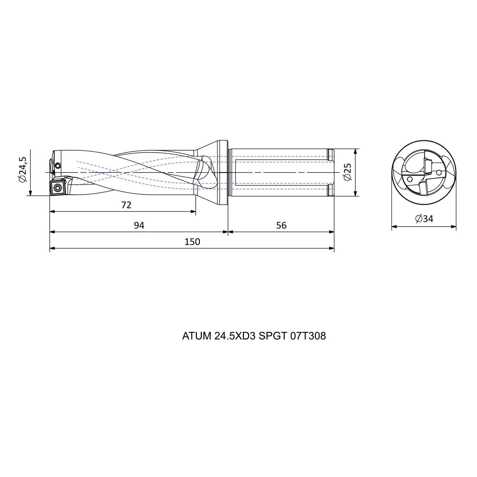ATUM 24.5XD3 SPGT 07T308 &mdash; dimensioned drawing