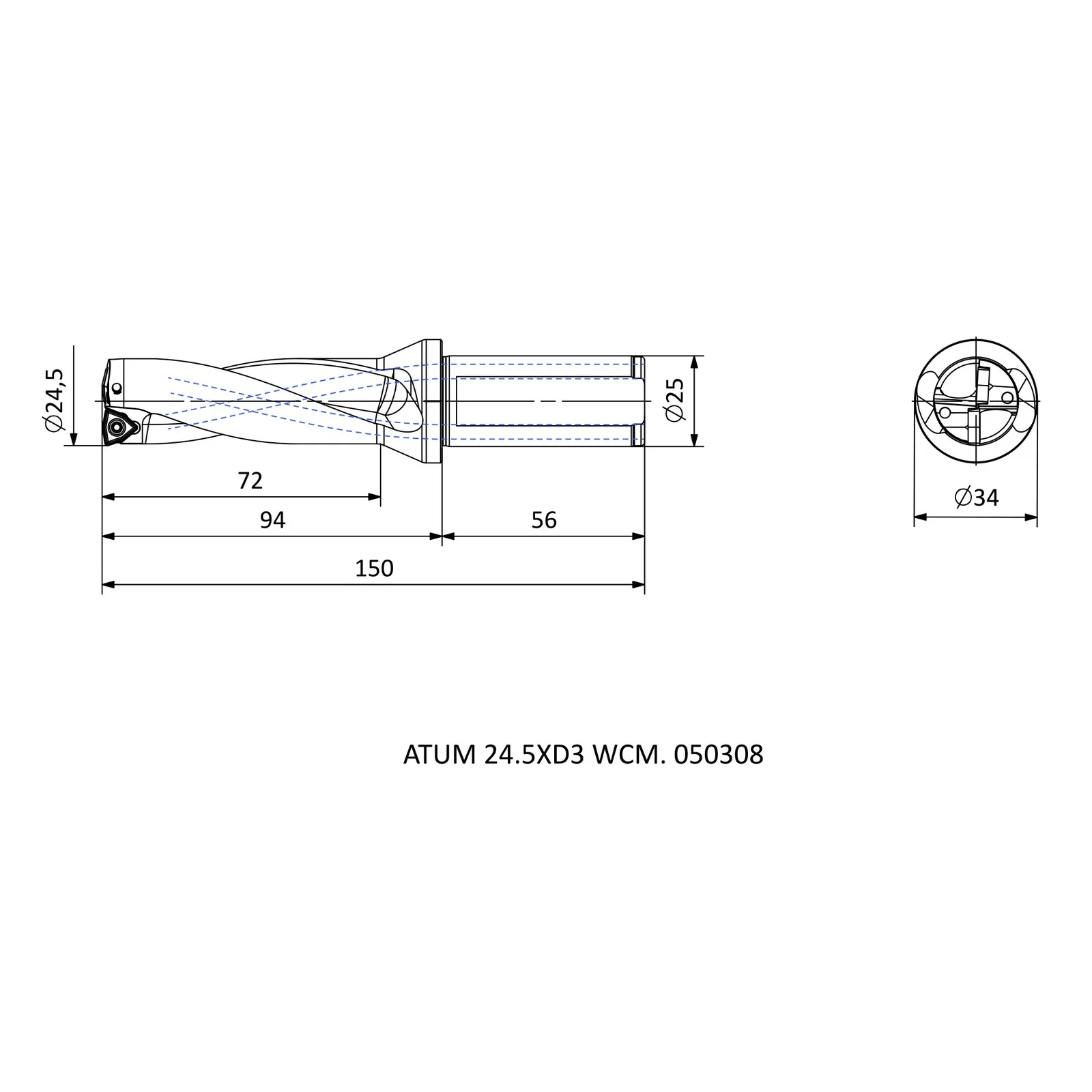 ATUM 24.5XD3 WCM. 050308 &mdash; dimensioned drawing