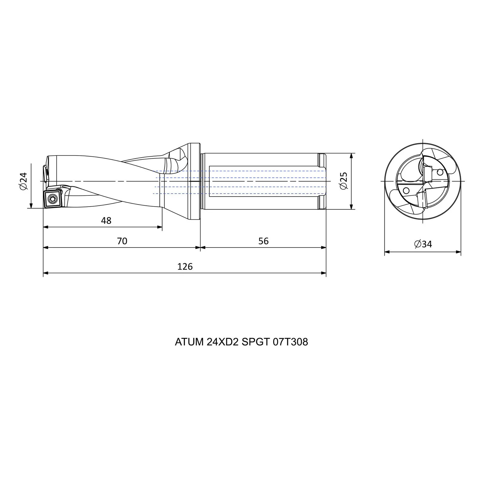 ATUM 24XD2 SPGT 07T308 &mdash; dimensioned drawing