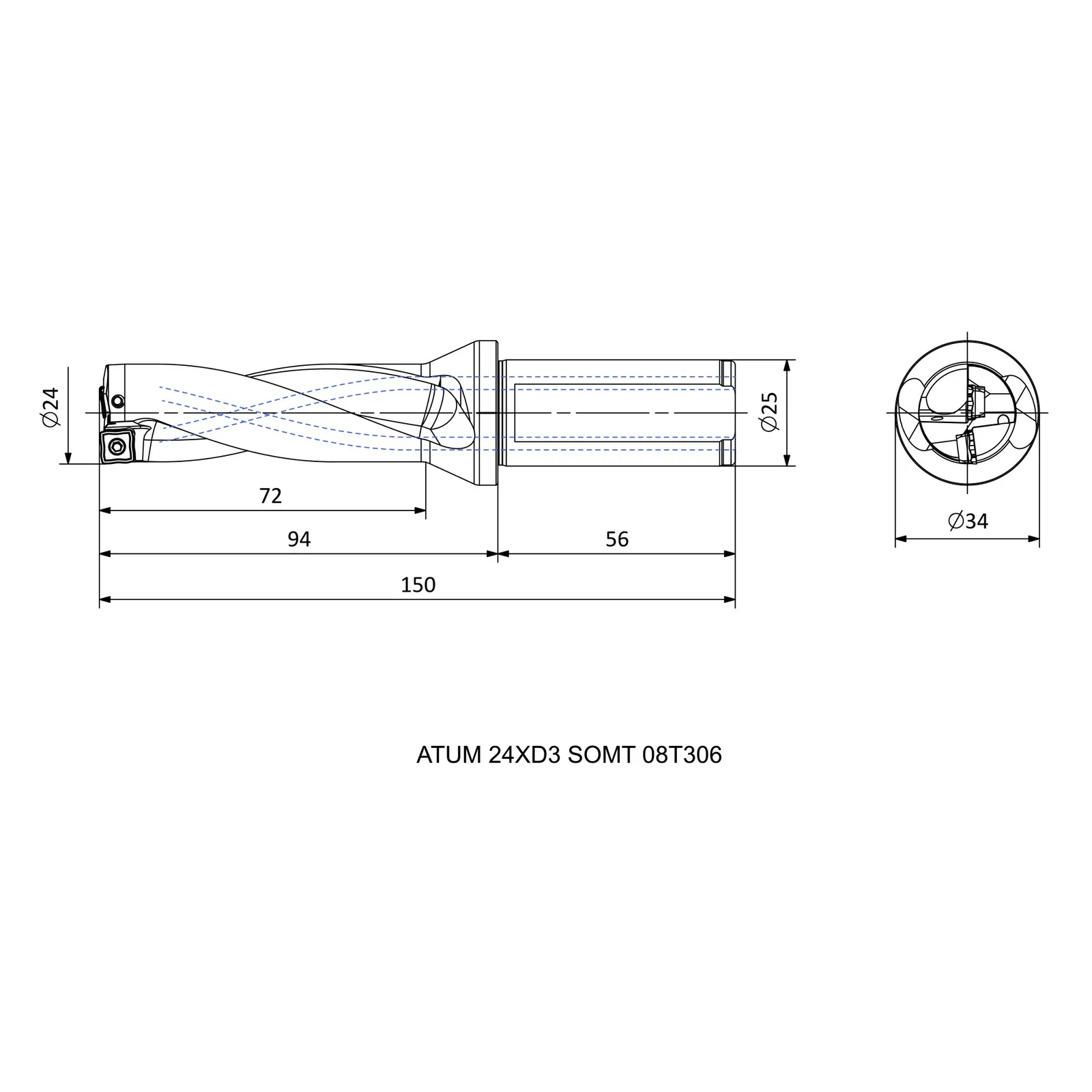 ATUM 24XD3 SOMT 08T306 &mdash; dimensioned drawing