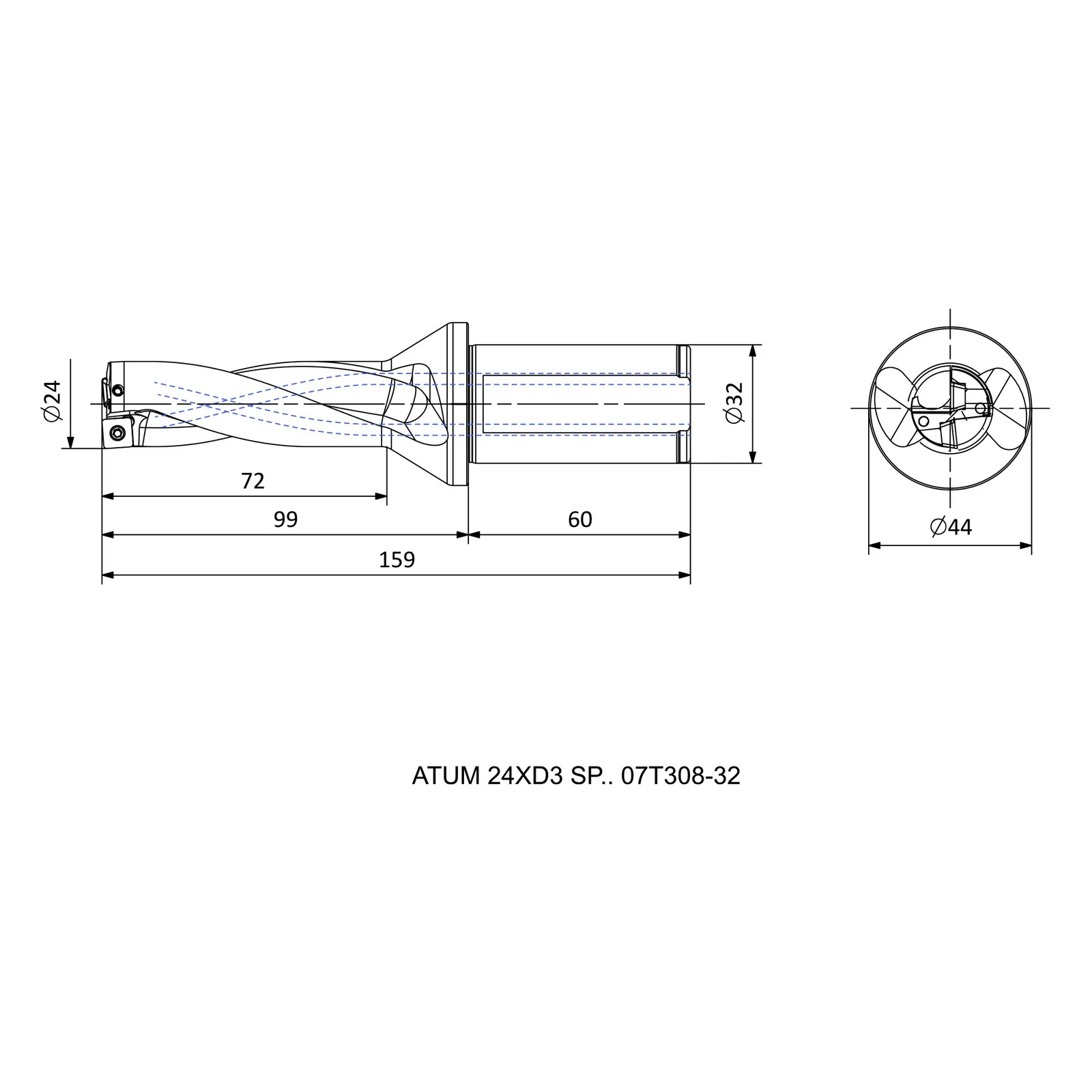 ATUM 24XD3 SP.. 07T308-32 &mdash; dimensioned drawing