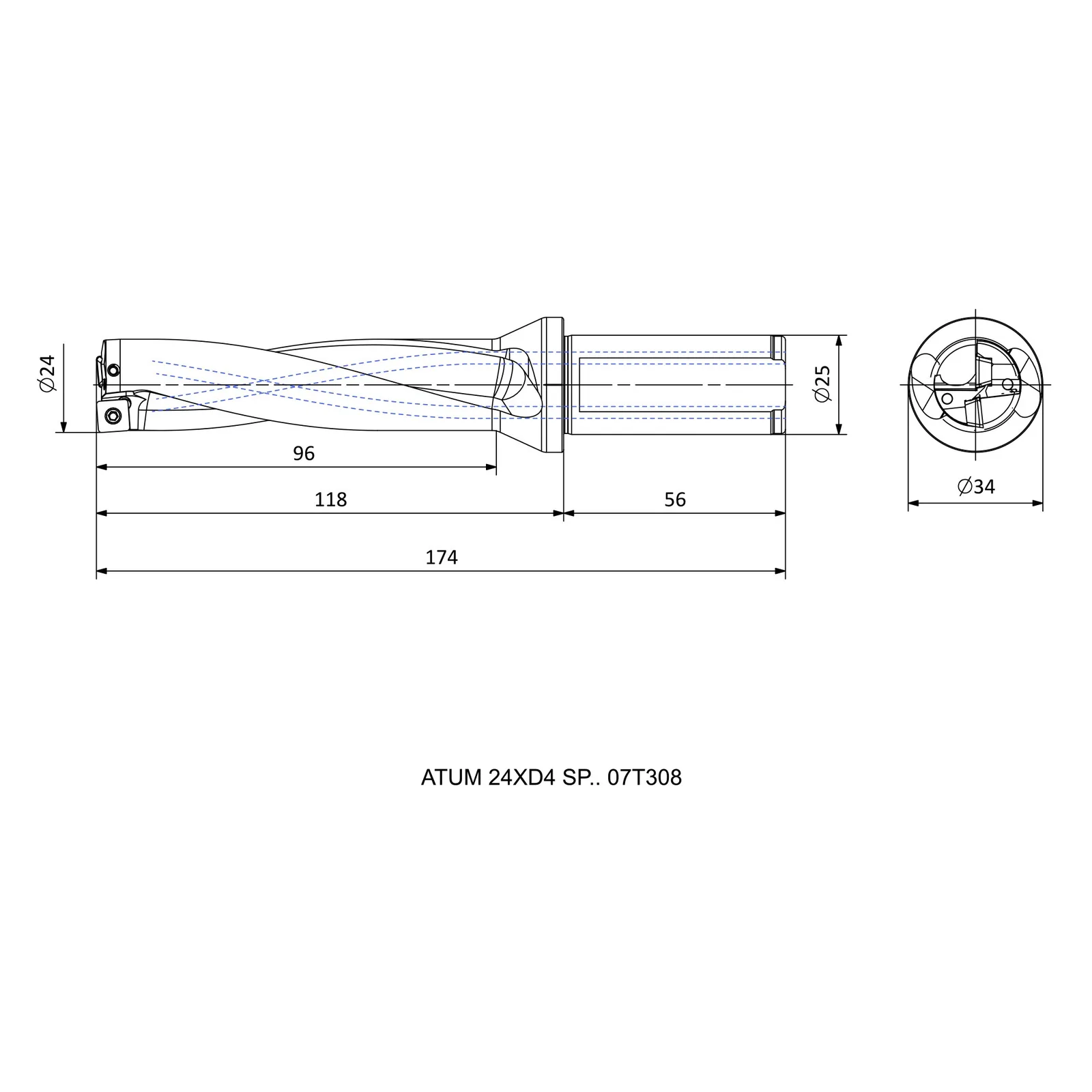 ATUM 24XD4 SP.. 07T308 &mdash; dimensioned drawing