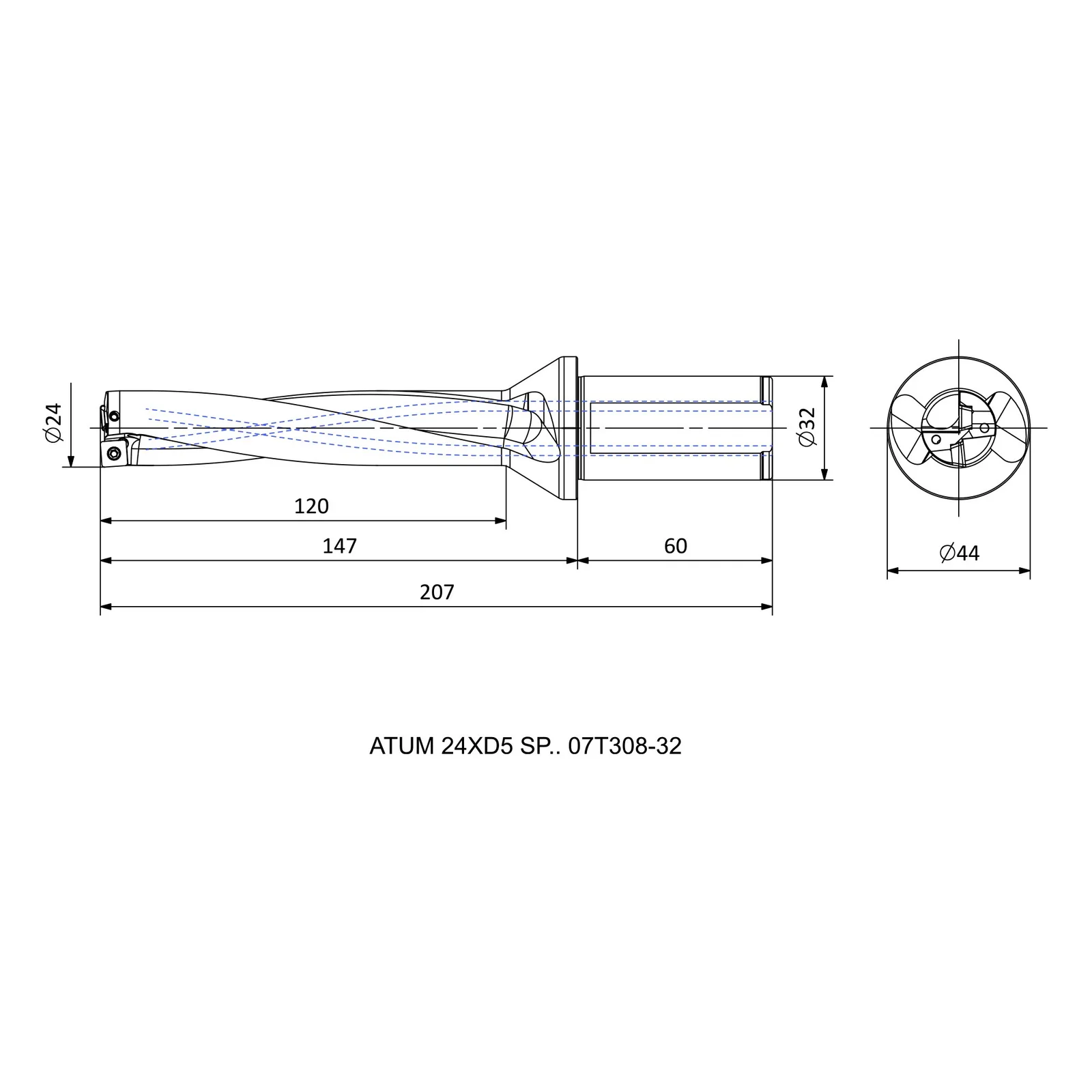 ATUM 24XD5 SP.. 07T308-32 &mdash; dimensioned drawing