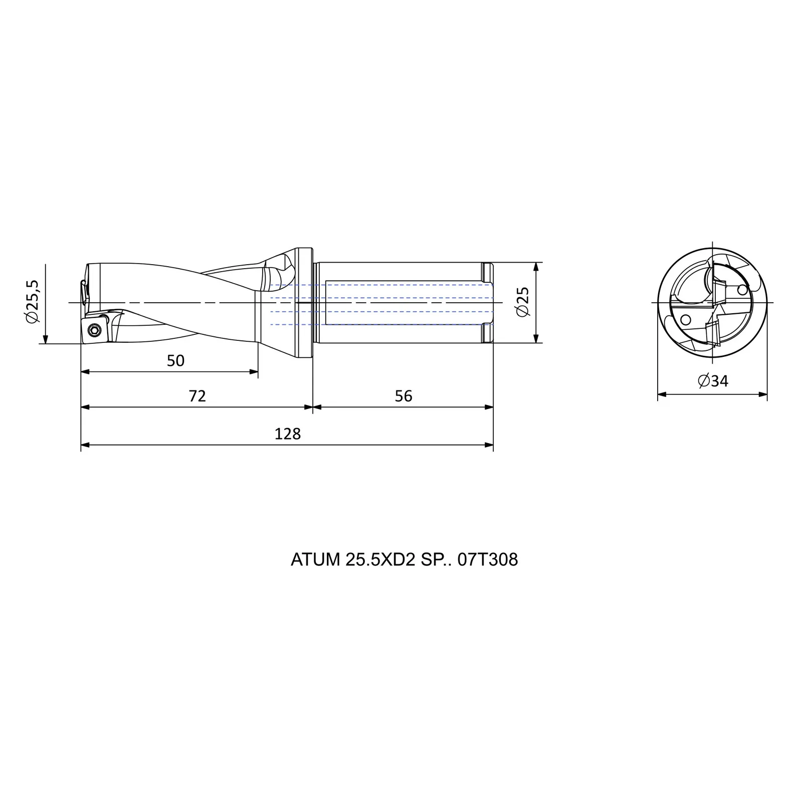 ATUM 25.5XD2 SP.. 07T308 &mdash; dimensioned drawing