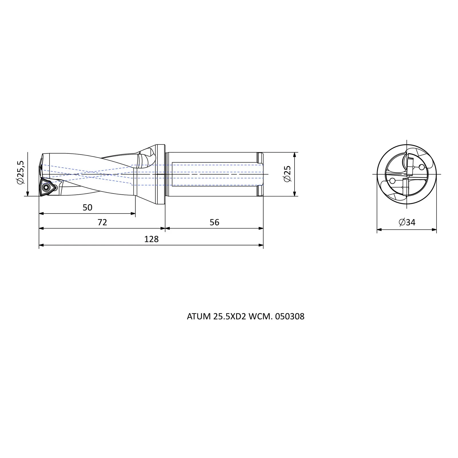 ATUM 25.5XD2 WCM. 050308 &mdash; dimensioned drawing