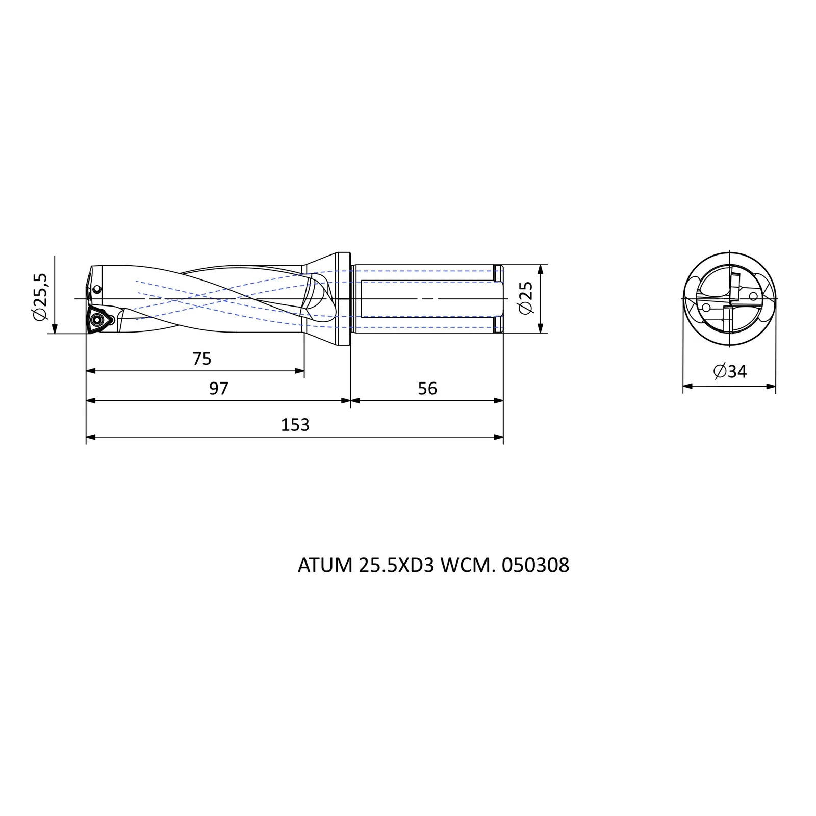 ATUM 25.5XD3 WCM. 050308 &mdash; dimensioned drawing