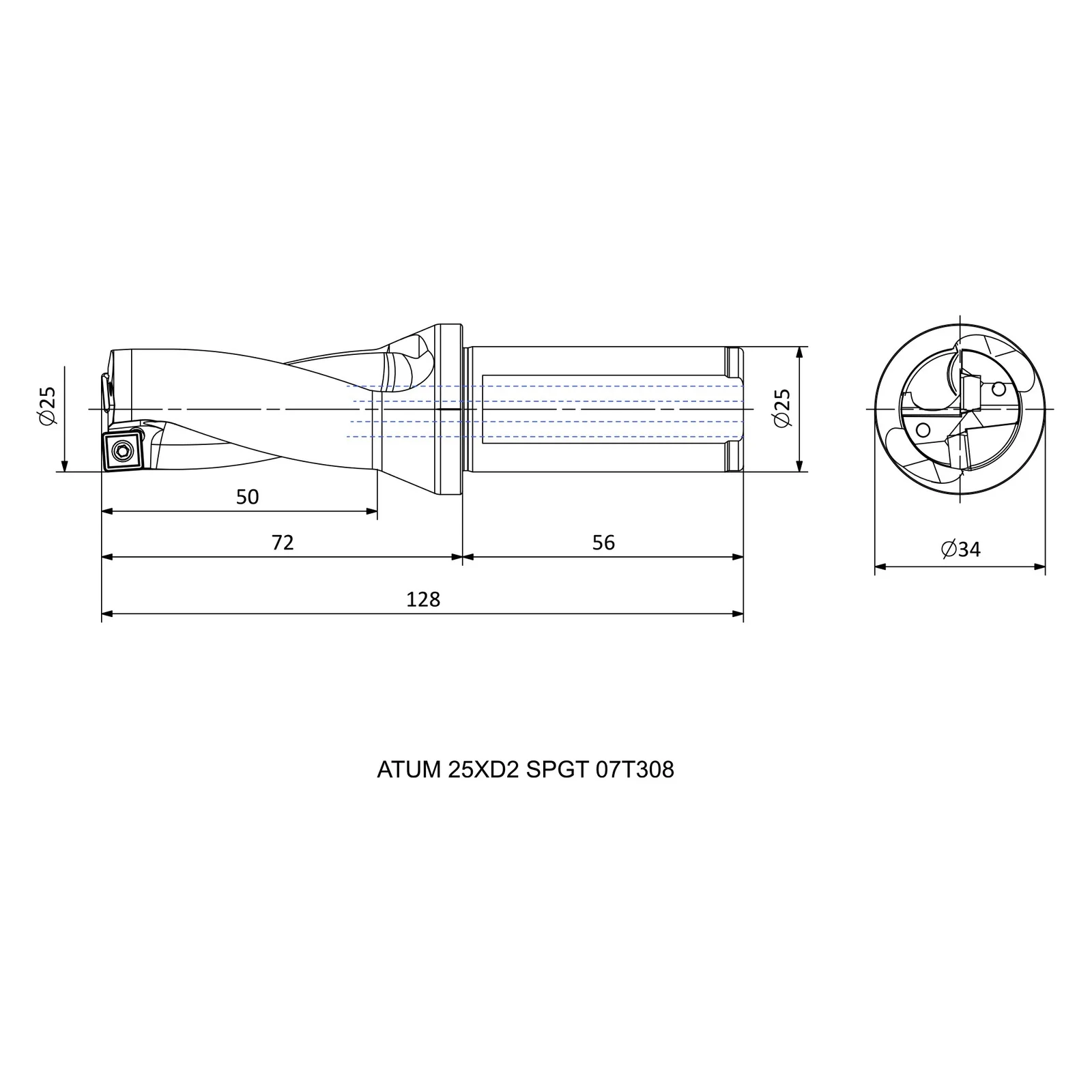 ATUM 25XD2 SP.. 07T308-32 &mdash; dimensioned drawing