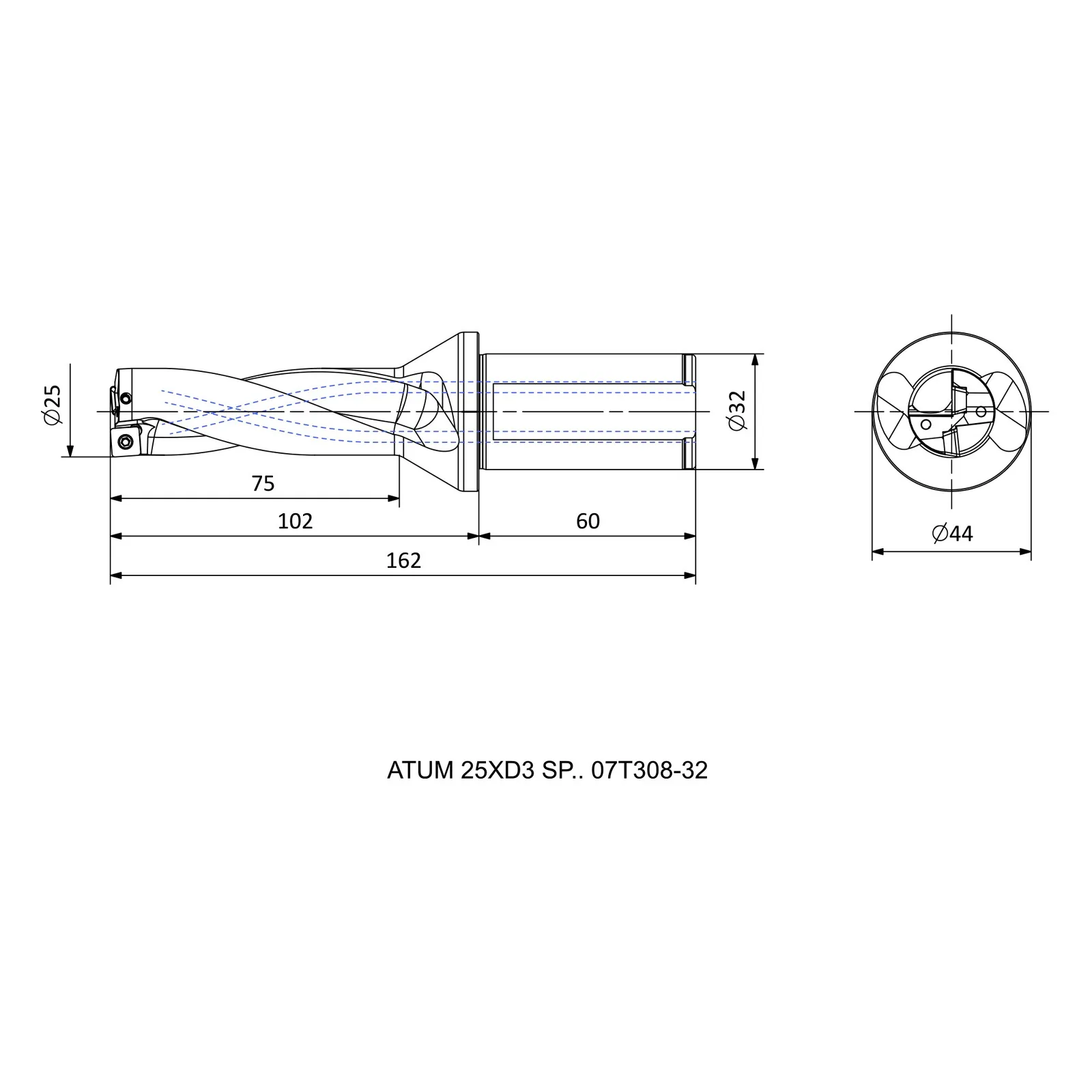 ATUM 25XD3 SP.. 07T308-32 &mdash; dimensioned drawing