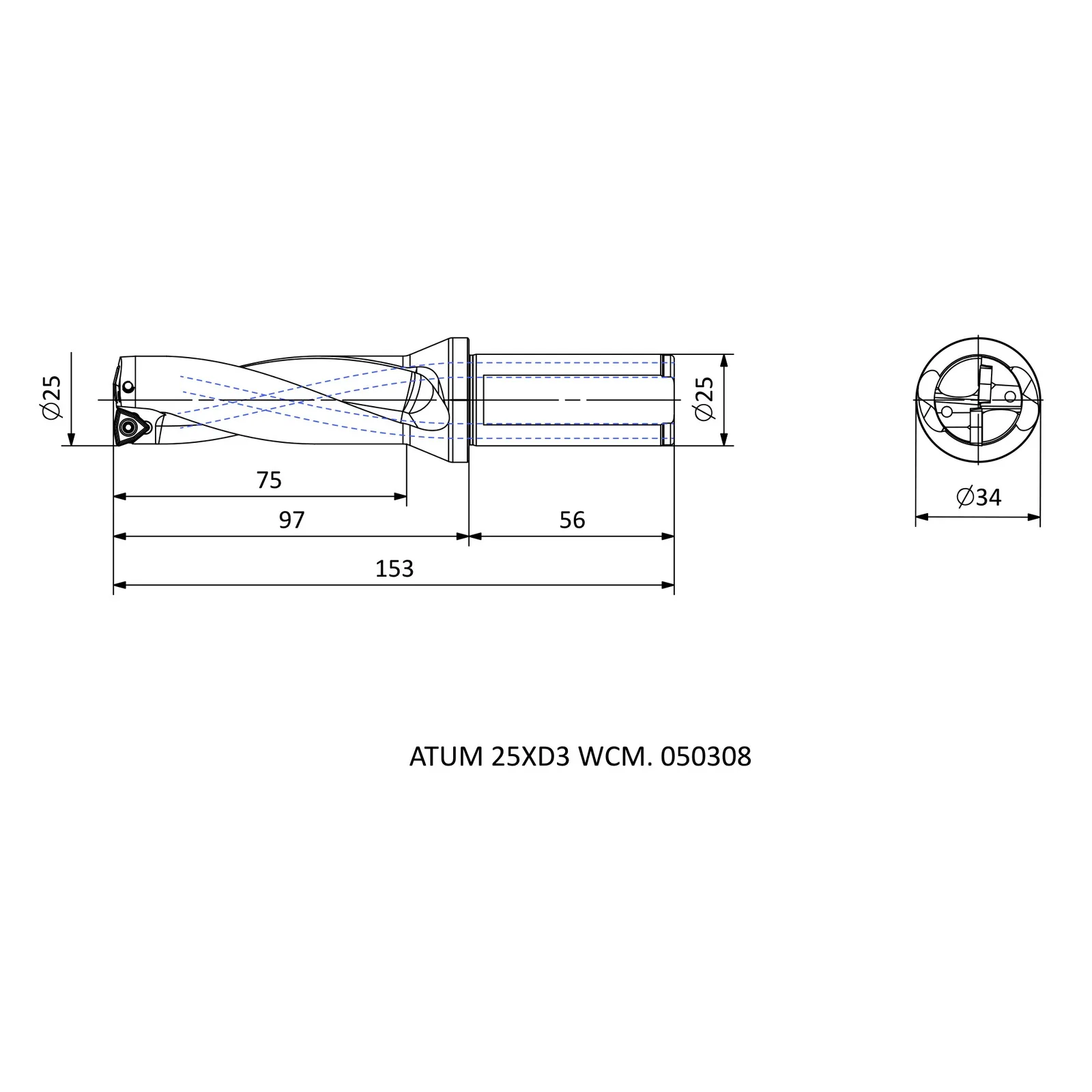 ATUM 25XD3 WCM. 050308 &mdash; dimensioned drawing