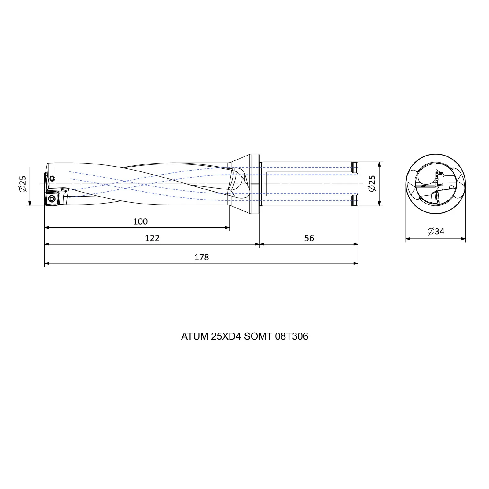 ATUM 25XD4 SOMT 08T306 &mdash; dimensioned drawing