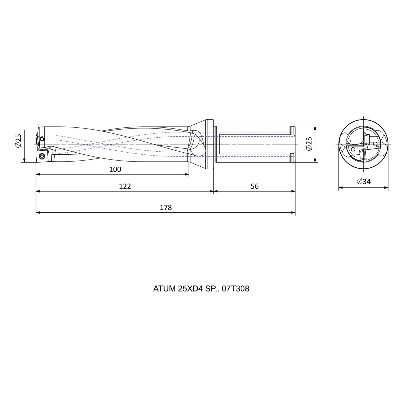 ATUM 25XD4 SP.. 07T308 &mdash; dimensioned drawing