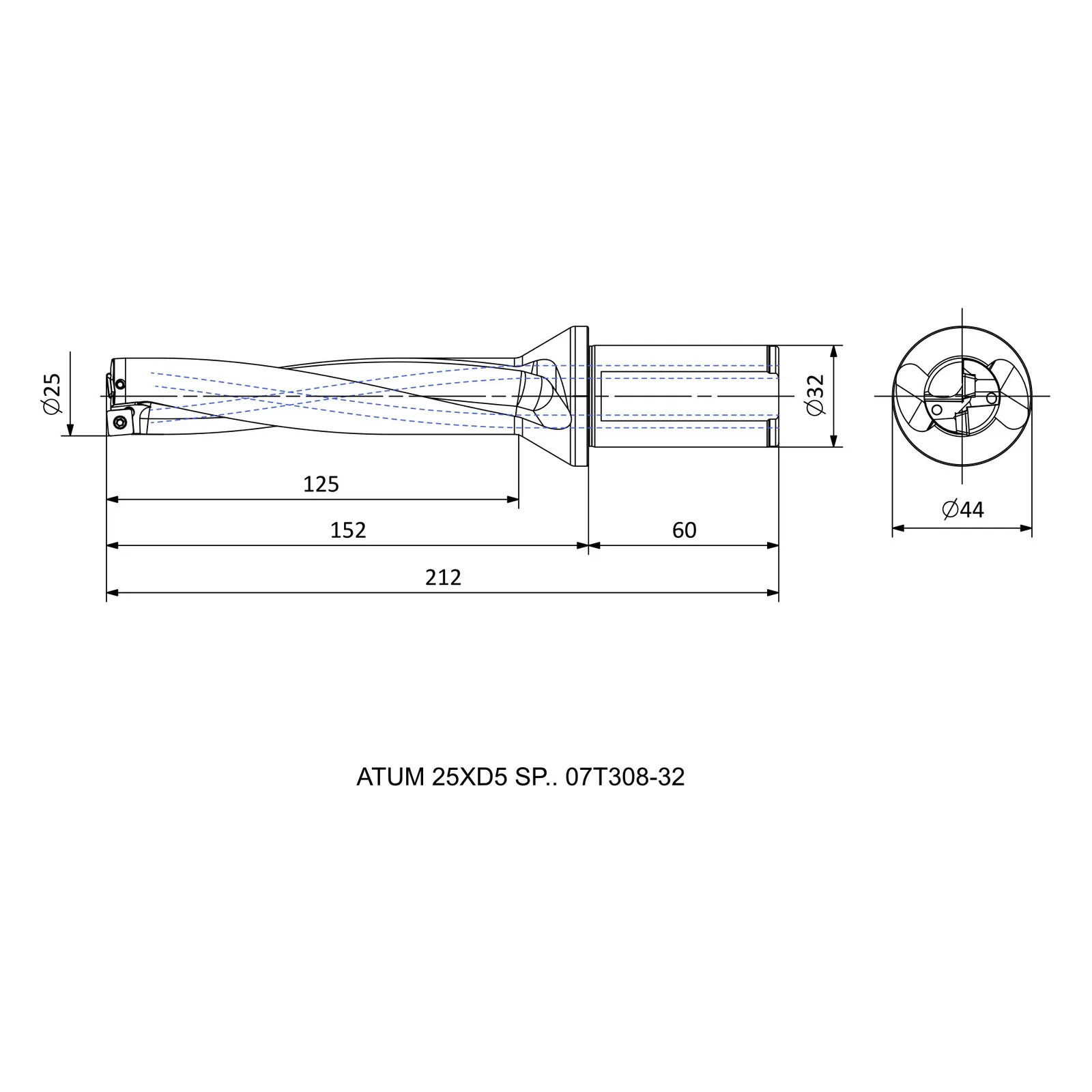 ATUM 25XD5 SP.. 07T308-32 &mdash; dimensioned drawing