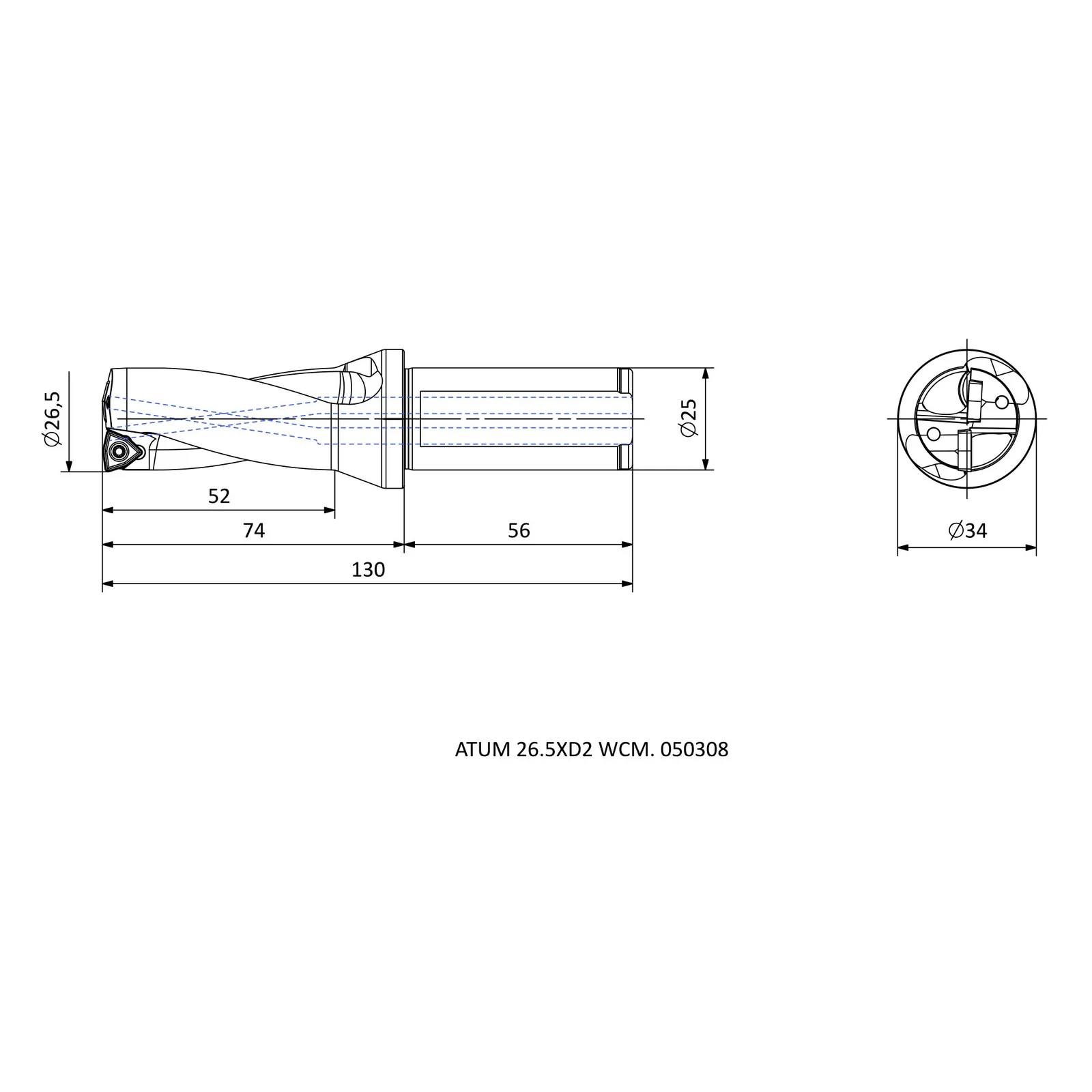 ATUM 26.5XD2 WCM. 050308 &mdash; dimensioned drawing