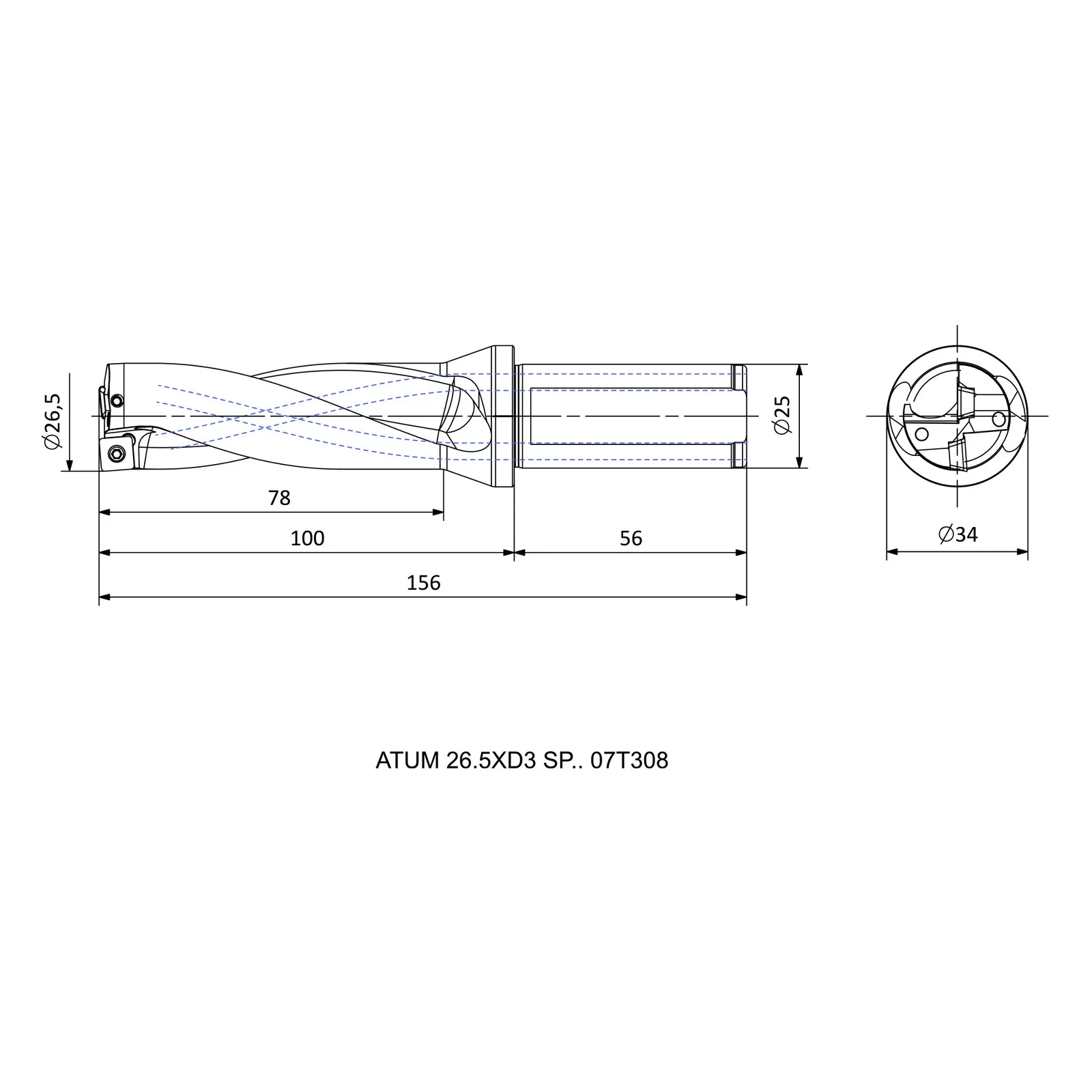 ATUM 26.5XD3 SP.. 07T308 &mdash; dimensioned drawing