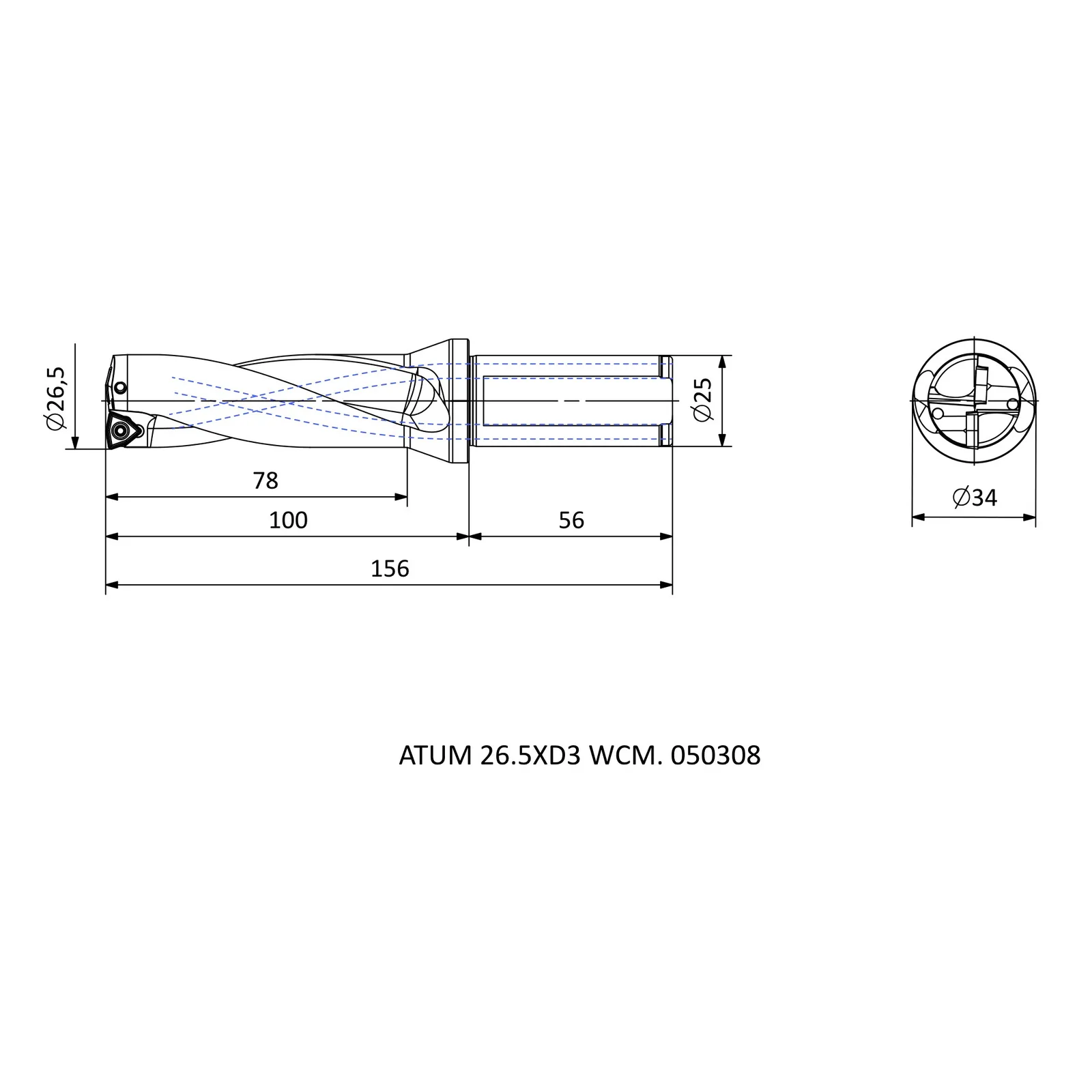ATUM 26.5XD3 WCM. 050308 &mdash; dimensioned drawing