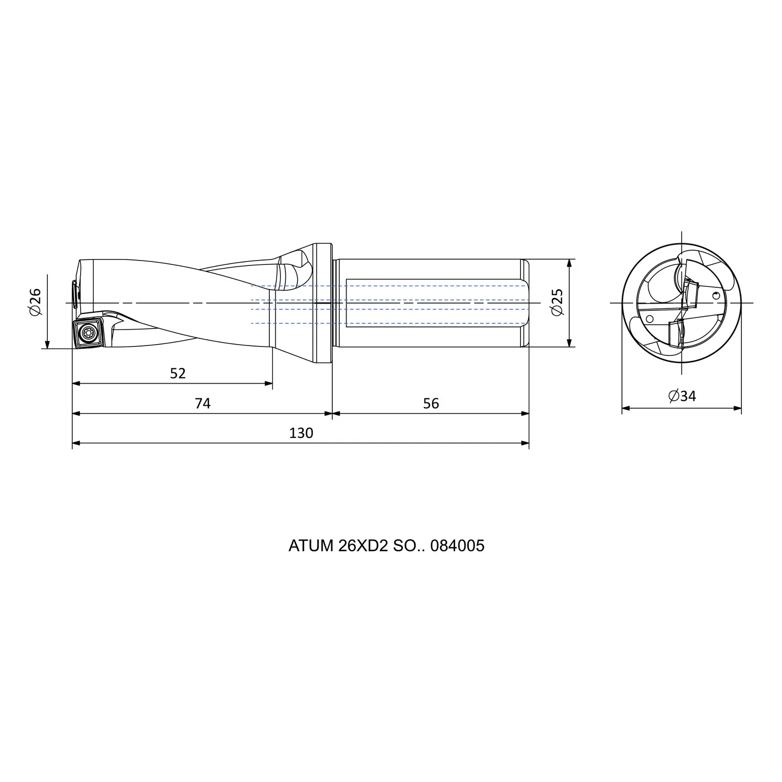 ATUM 26XD2 SO.. 084005 &mdash; dimensioned drawing